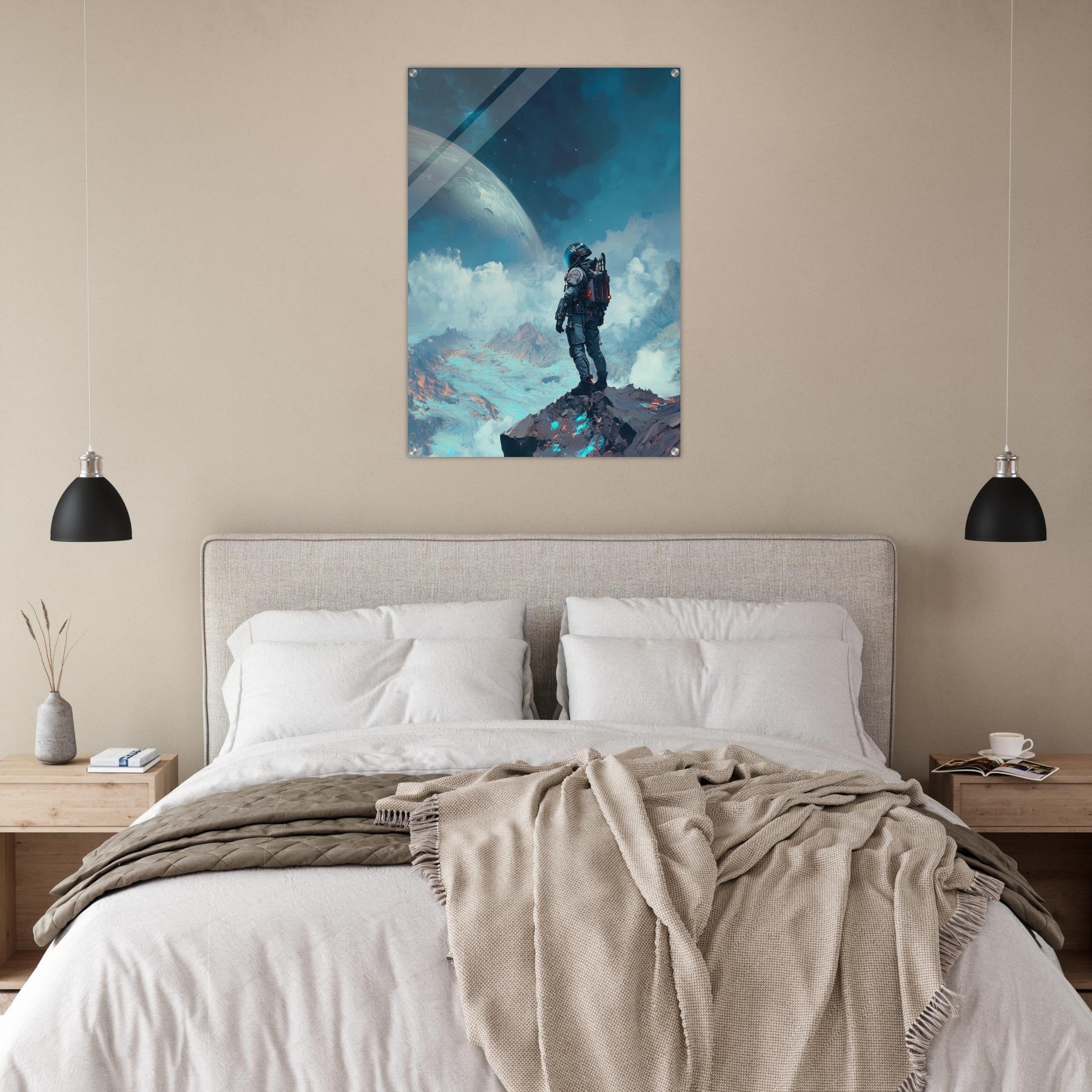 Acrylic Print Portrait - Galactic Explorer in Alien Desert A lone strong 2 - Ai Art Force