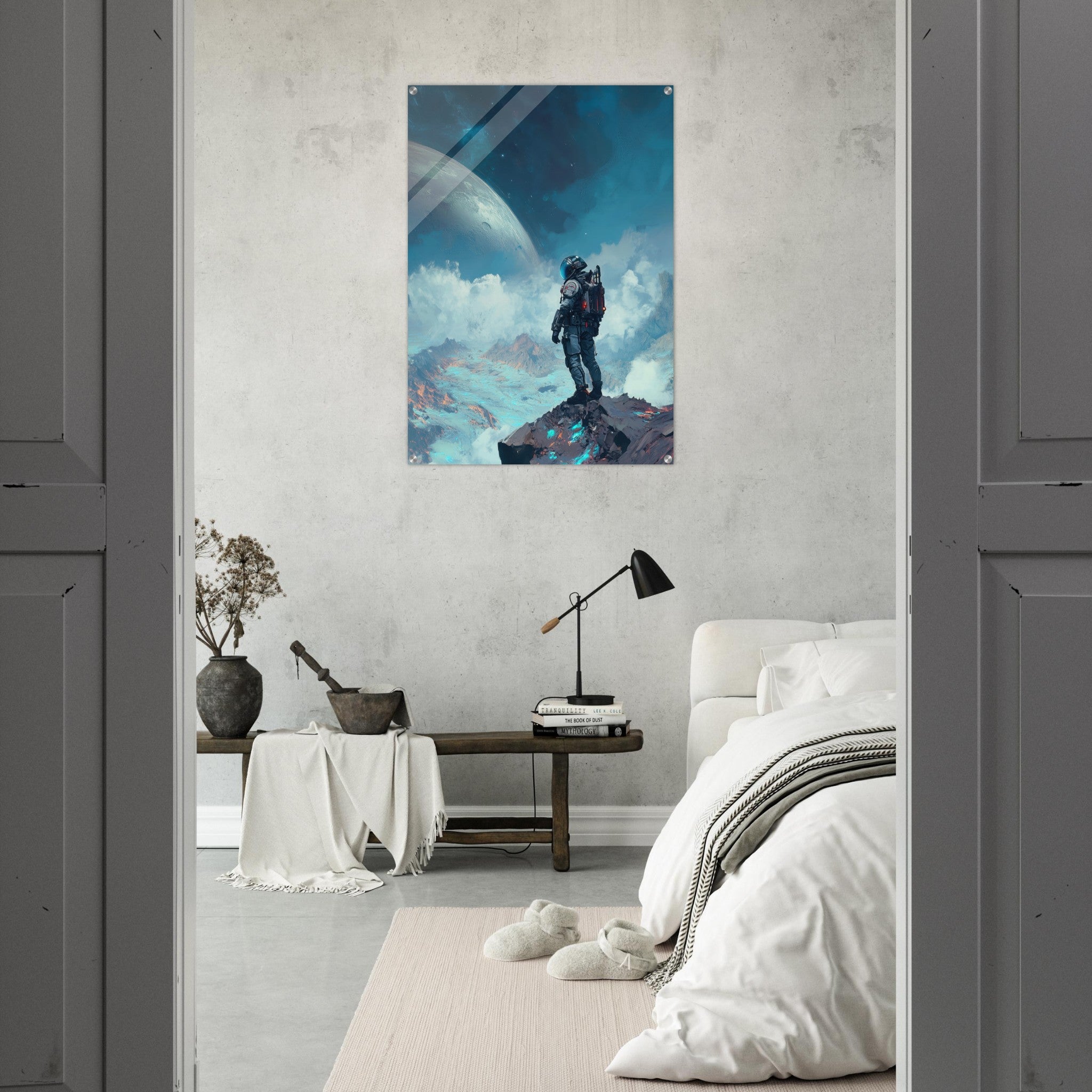 Acrylic Print Portrait - Galactic Explorer in Alien Desert A lone strong 2 - Ai Art Force