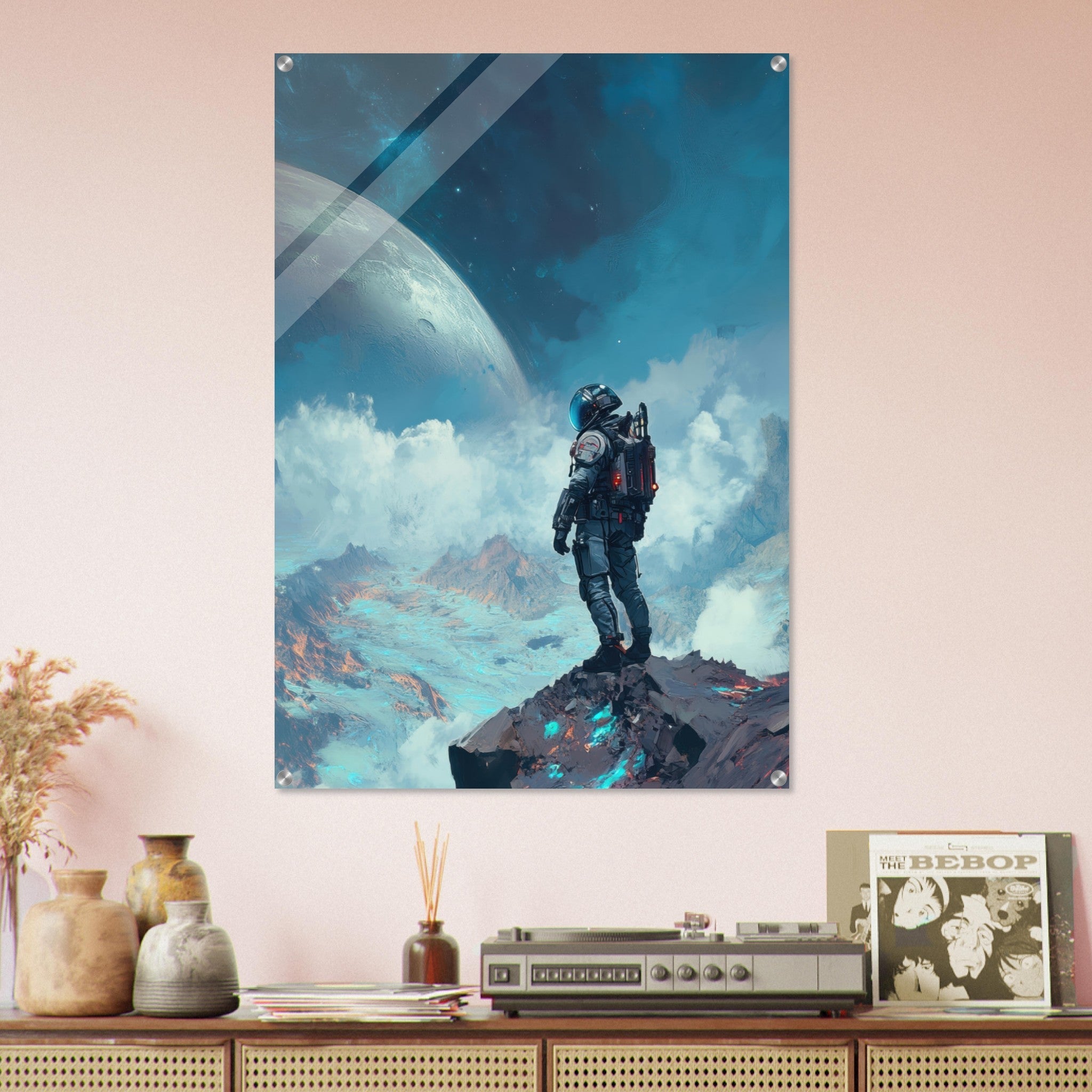 Acrylic Print Portrait - Galactic Explorer in Alien Desert A lone strong 2 - Ai Art Force