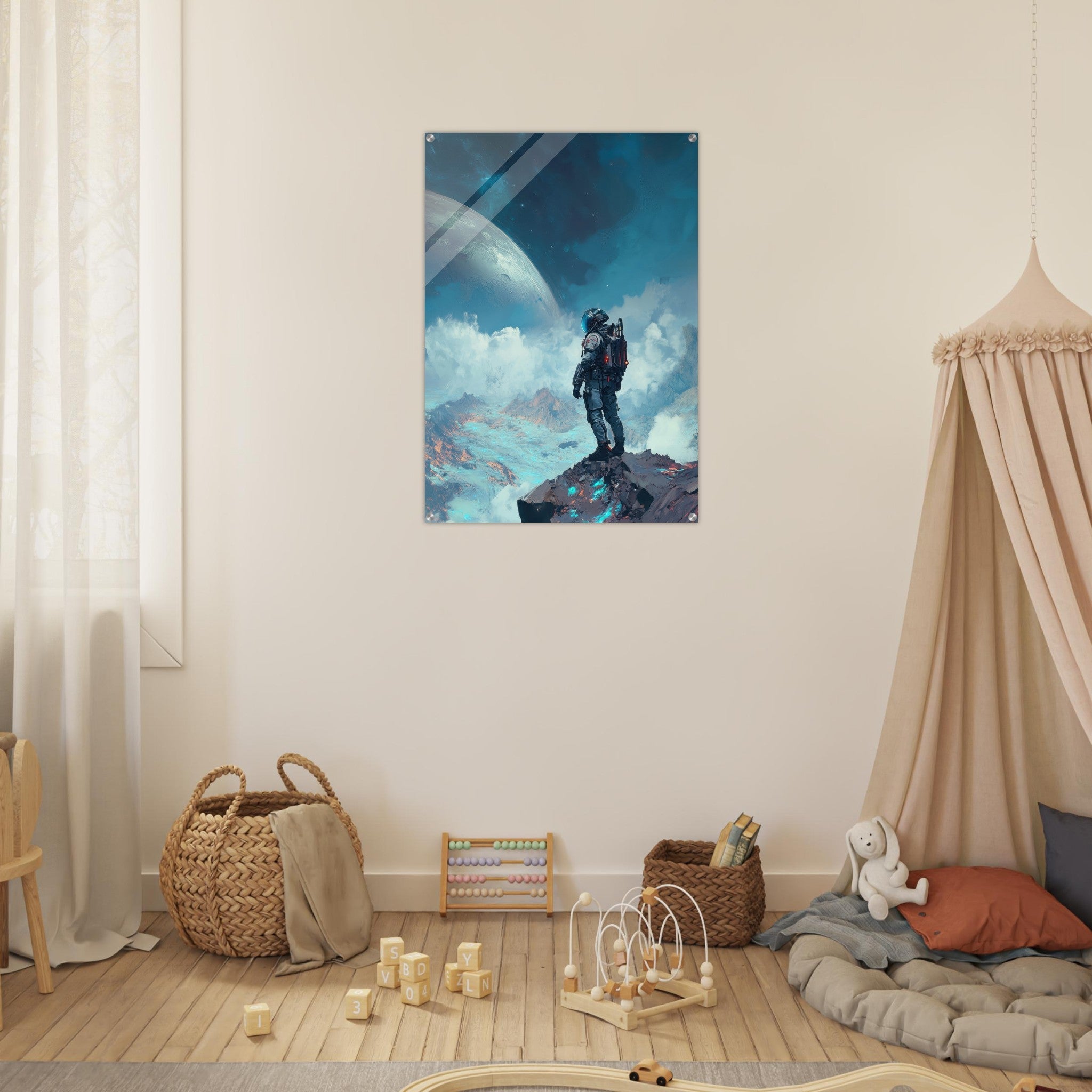 Acrylic Print Portrait - Galactic Explorer in Alien Desert A lone strong 2 - Ai Art Force