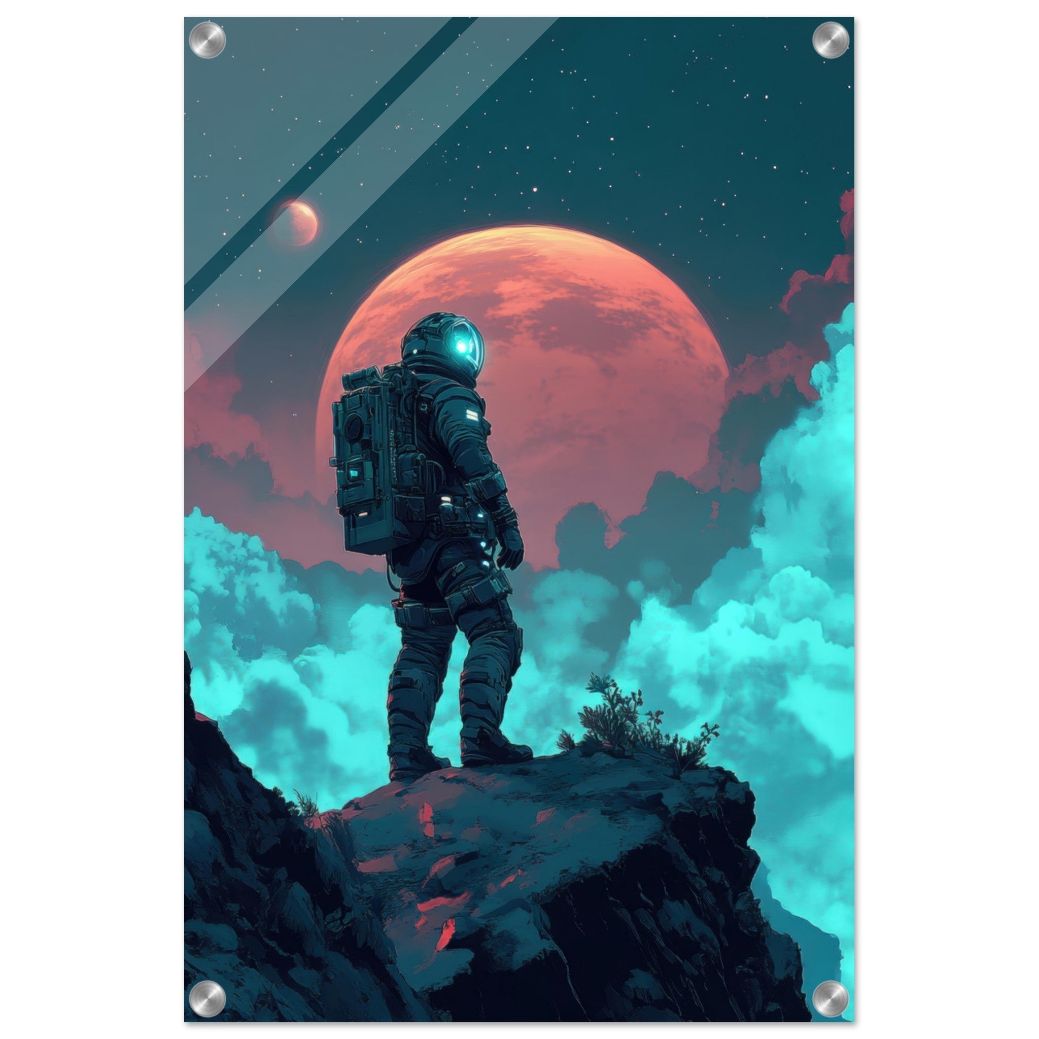 Acrylic Print Portrait - Galactic Explorer in Alien Desert A lone strong 3 - Shop Ai Art WebShop - Digital Art online Store