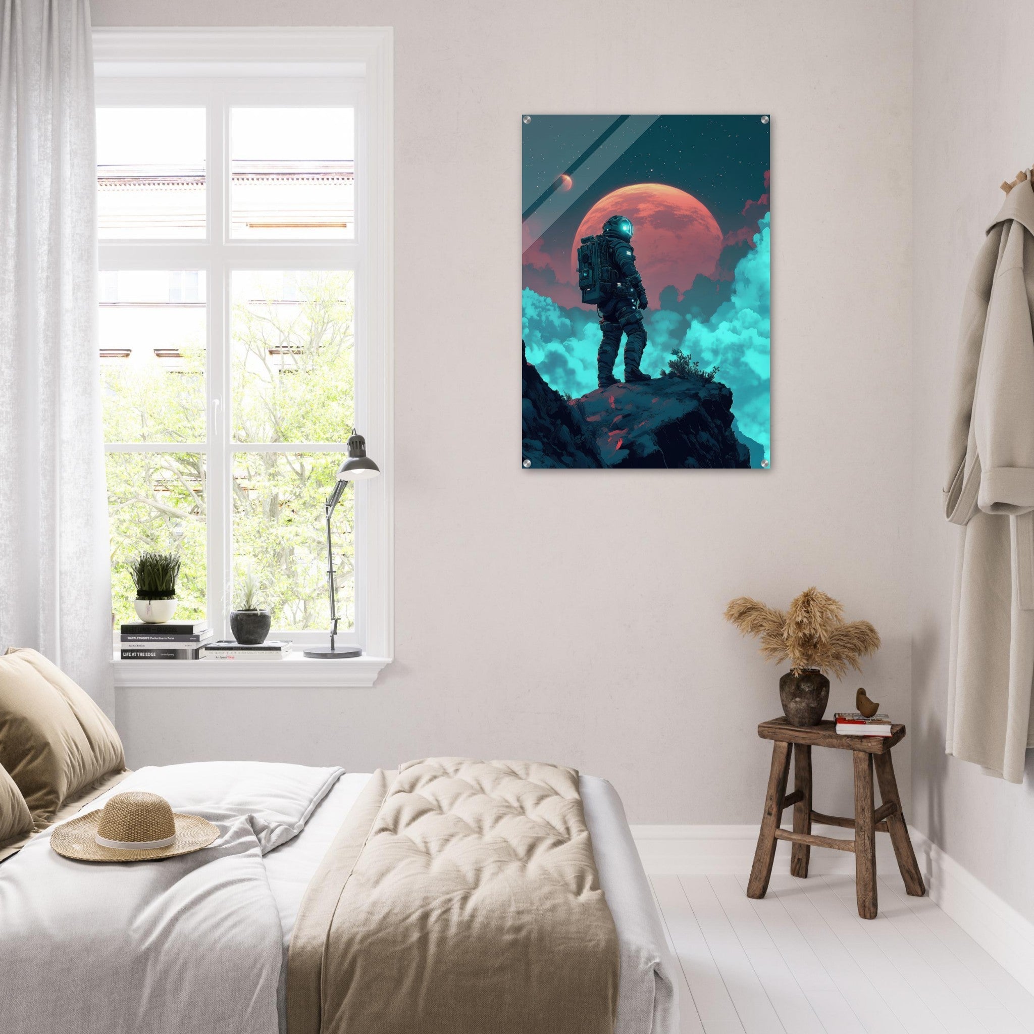 Acrylic Print Portrait - Galactic Explorer in Alien Desert A lone strong 3 - Shop Ai Art WebShop - Digital Art online Store