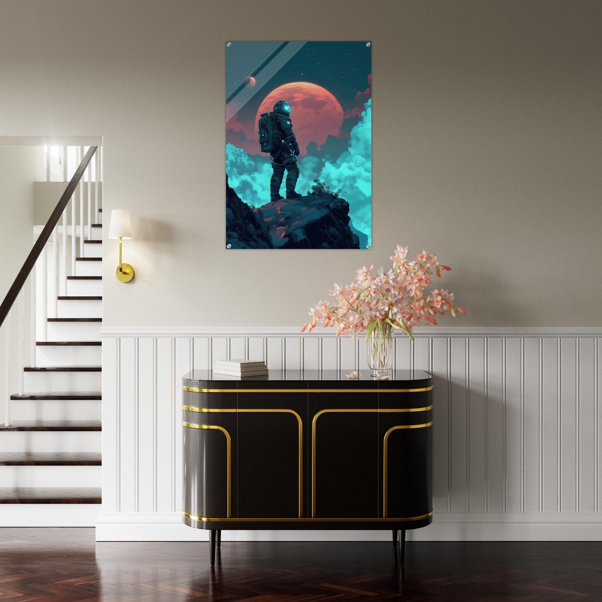 Acrylic Print Portrait - Galactic Explorer in Alien Desert A lone strong 3 - Shop Ai Art WebShop - Digital Art online Store