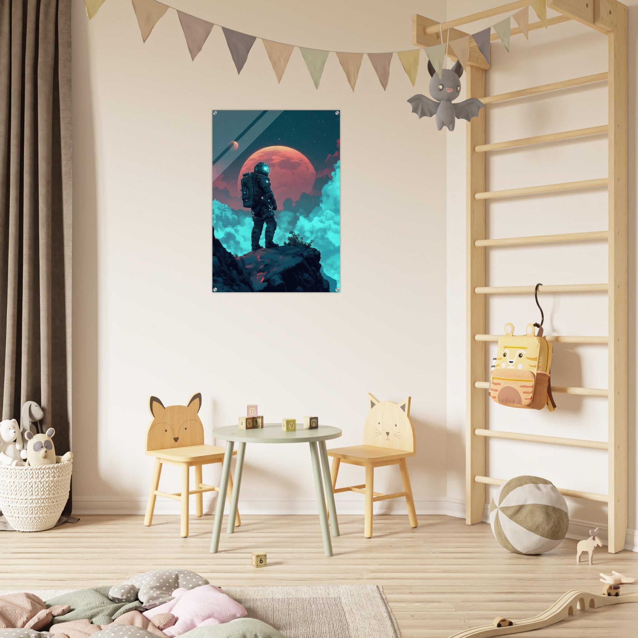 Acrylic Print Portrait - Galactic Explorer in Alien Desert A lone strong 3 - Shop Ai Art WebShop - Digital Art online Store