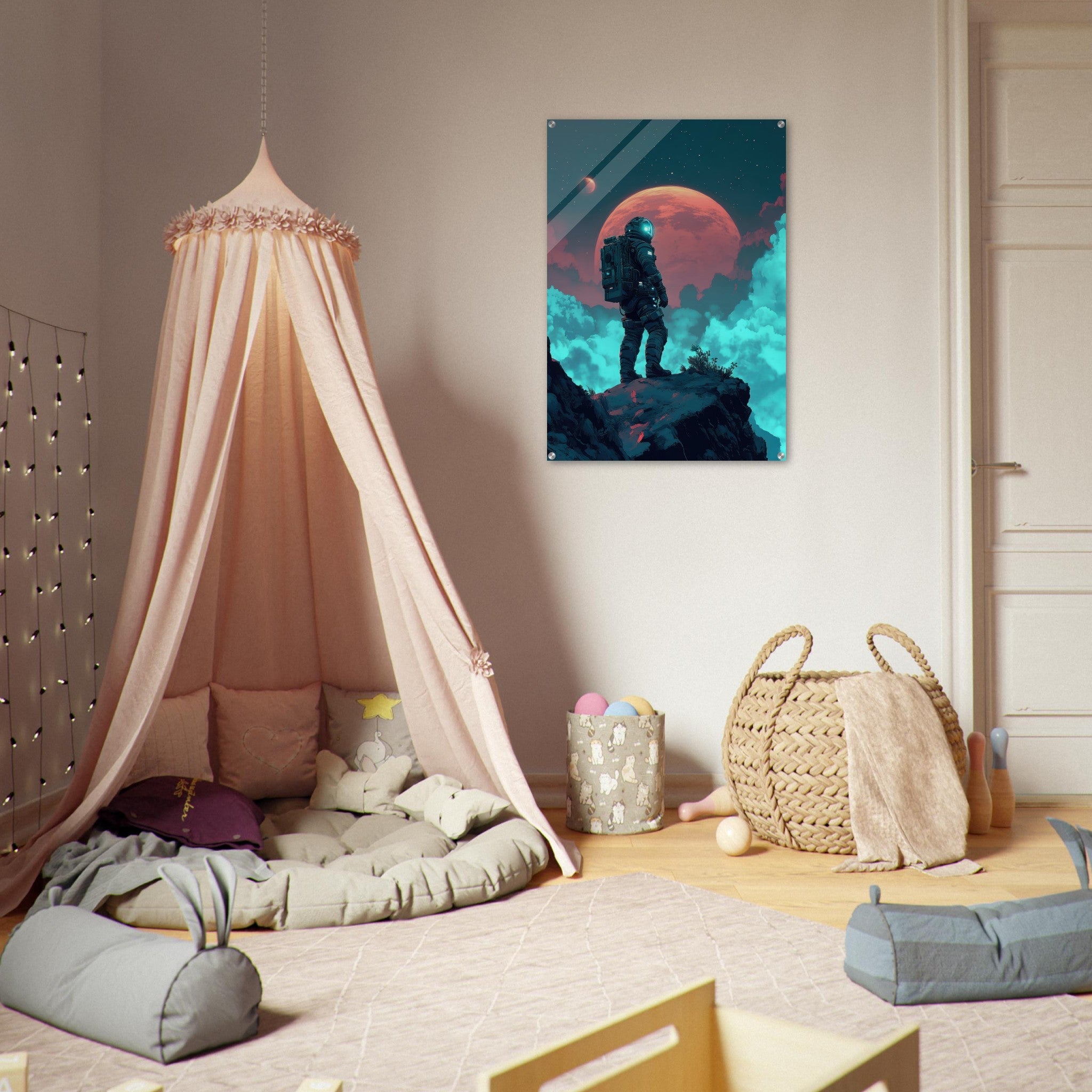 Acrylic Print Portrait - Galactic Explorer in Alien Desert A lone strong 3 - Shop Ai Art WebShop - Digital Art online Store