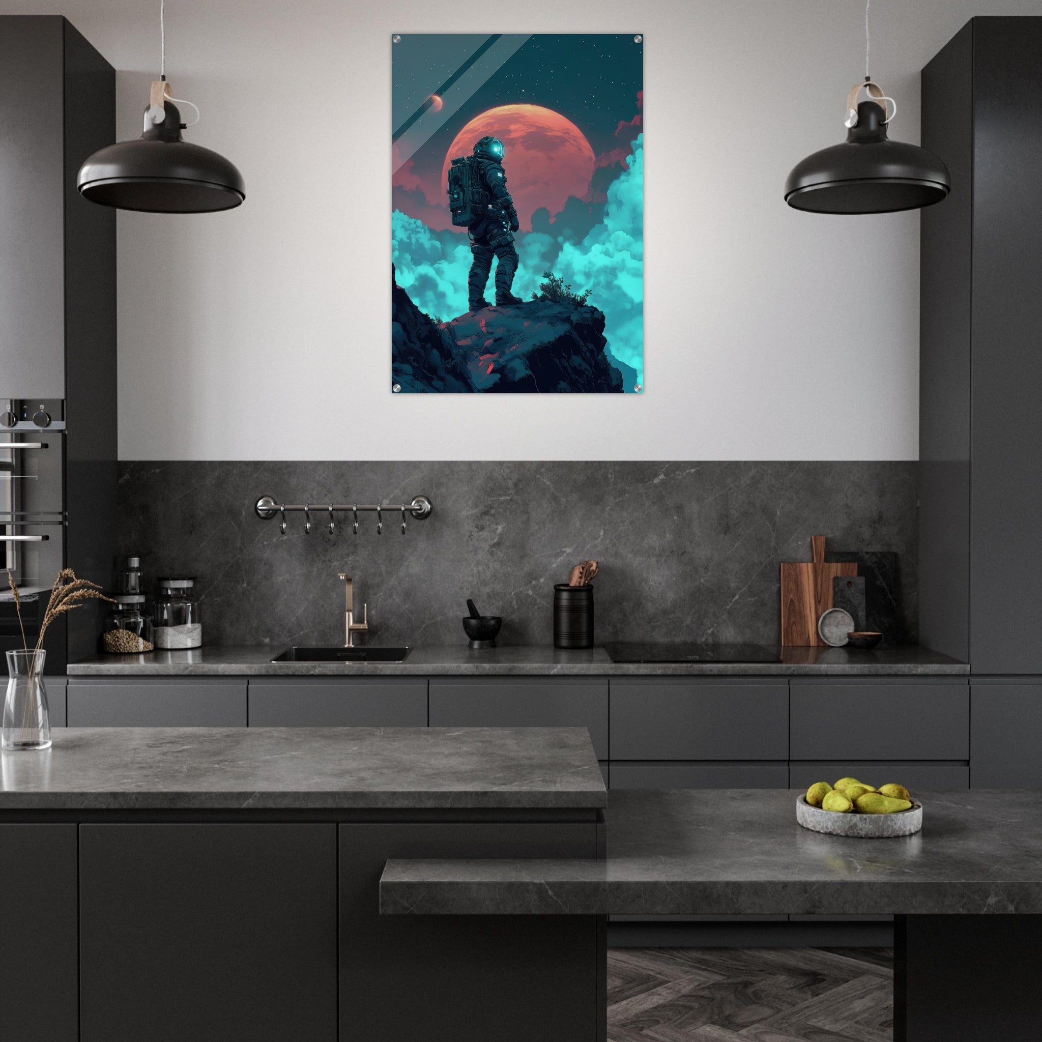 Acrylic Print Portrait - Galactic Explorer in Alien Desert A lone strong 3 - Shop Ai Art WebShop - Digital Art online Store