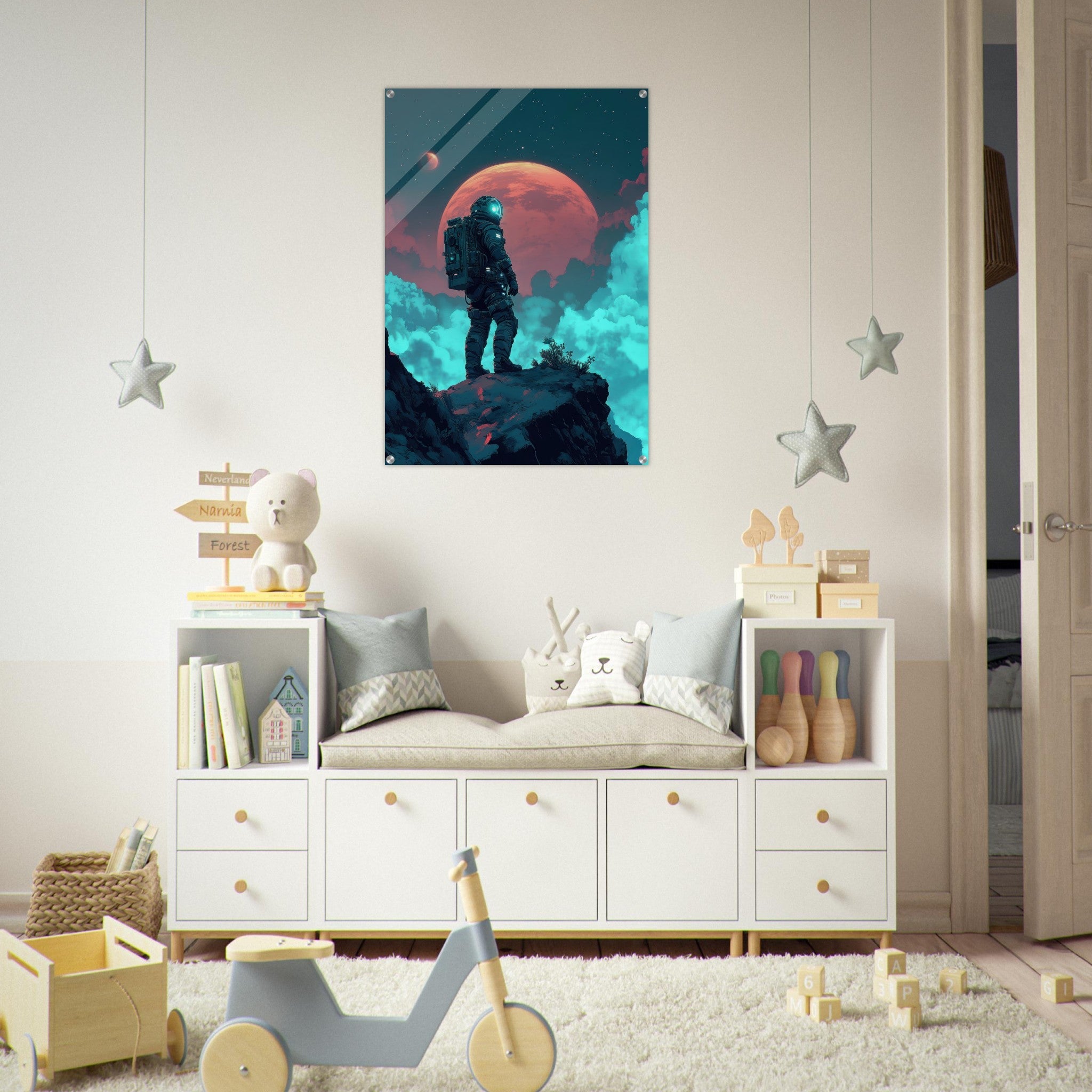 Acrylic Print Portrait - Galactic Explorer in Alien Desert A lone strong 3 - Shop Ai Art WebShop - Digital Art online Store