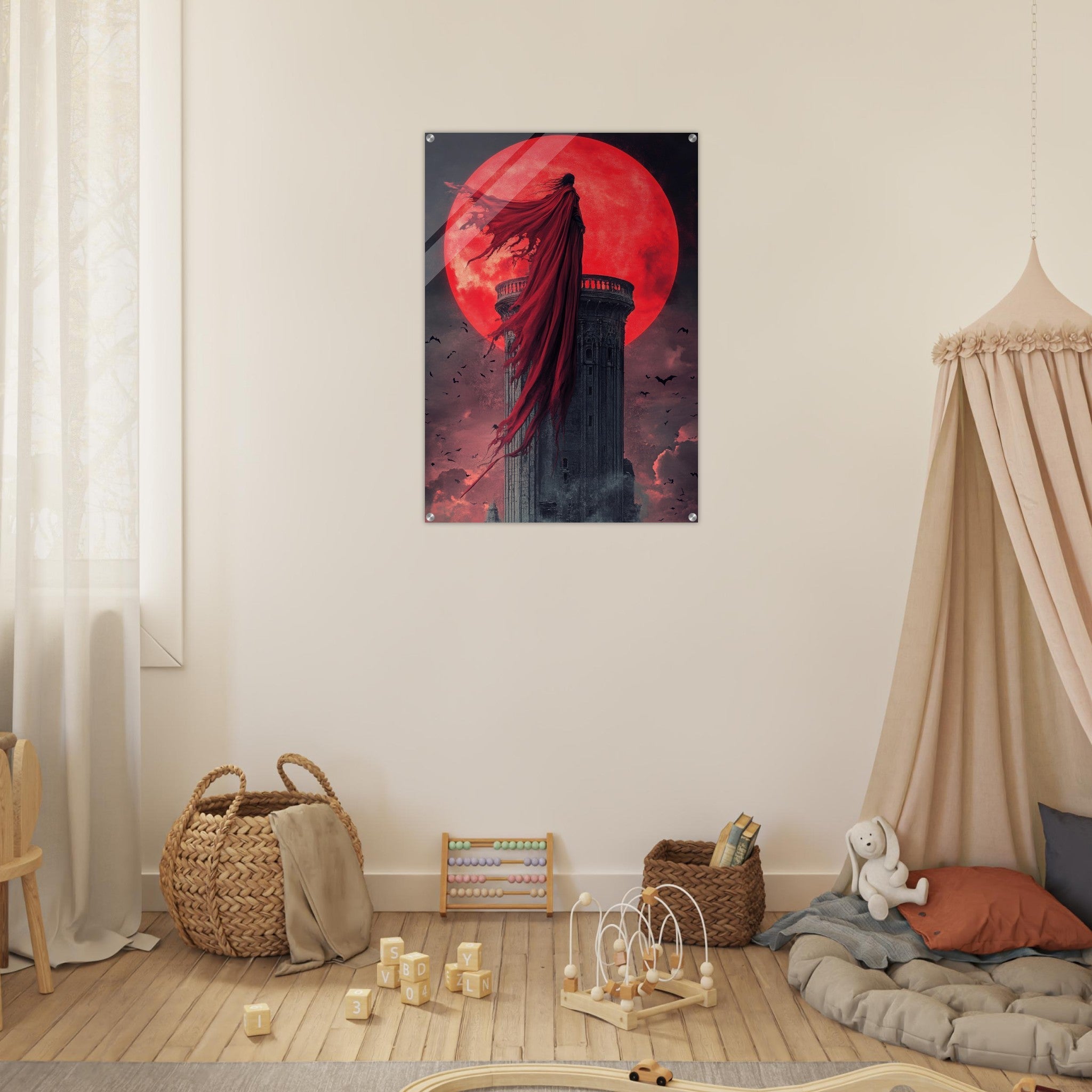 Acrylic Print Portrait - Gothic Vampire Sorcerer in a Moonlit Castle 6 - Ai Art Force