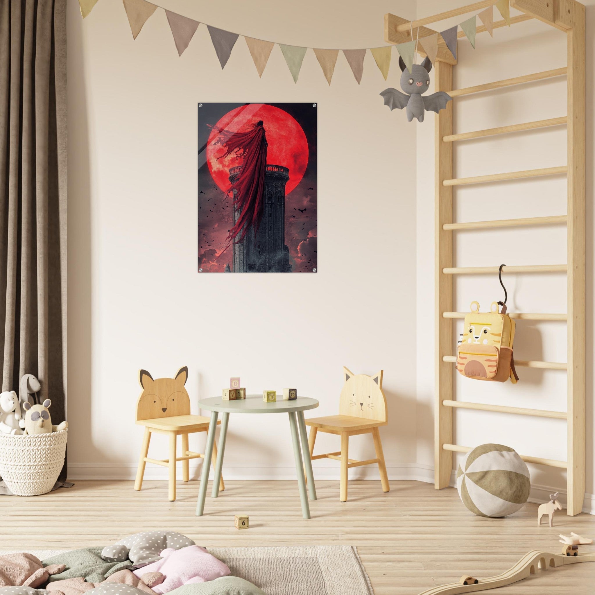 Acrylic Print Portrait - Gothic Vampire Sorcerer in a Moonlit Castle 6 - Ai Art Force