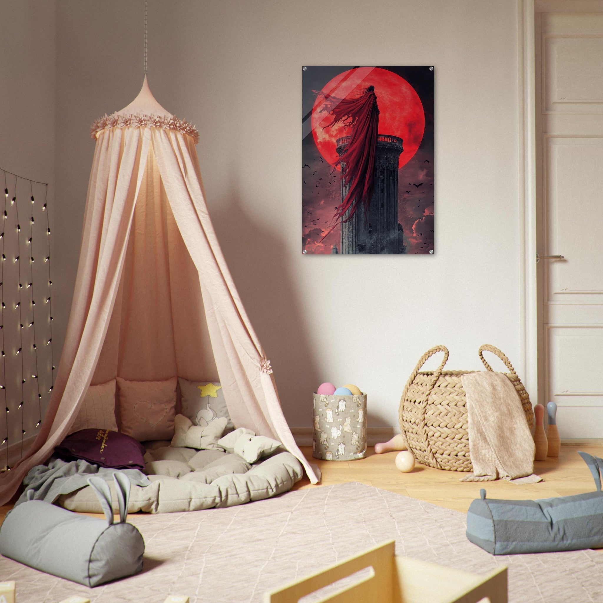 Acrylic Print Portrait - Gothic Vampire Sorcerer in a Moonlit Castle 6 - Ai Art Force