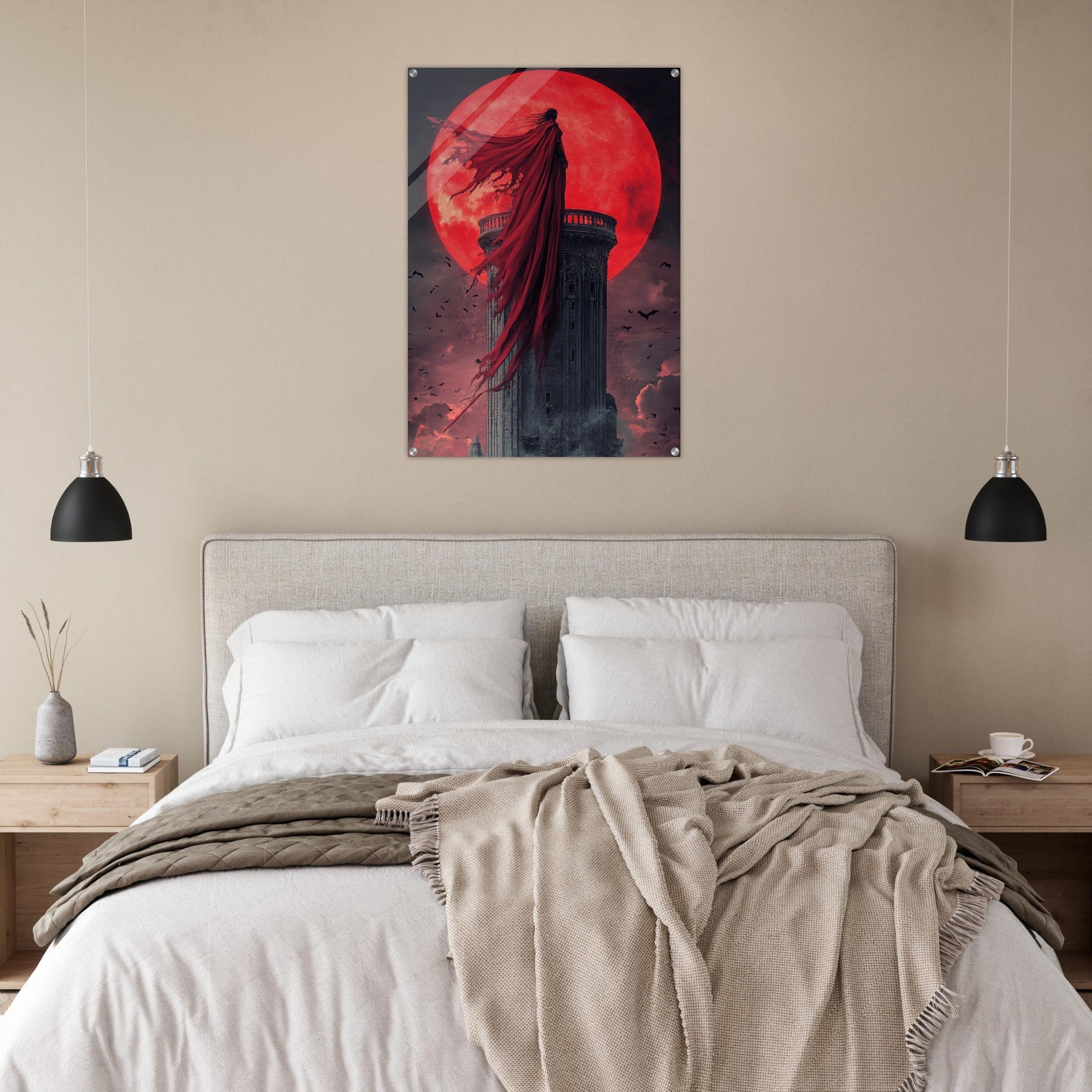 Acrylic Print Portrait - Gothic Vampire Sorcerer in a Moonlit Castle 6 - Ai Art Force