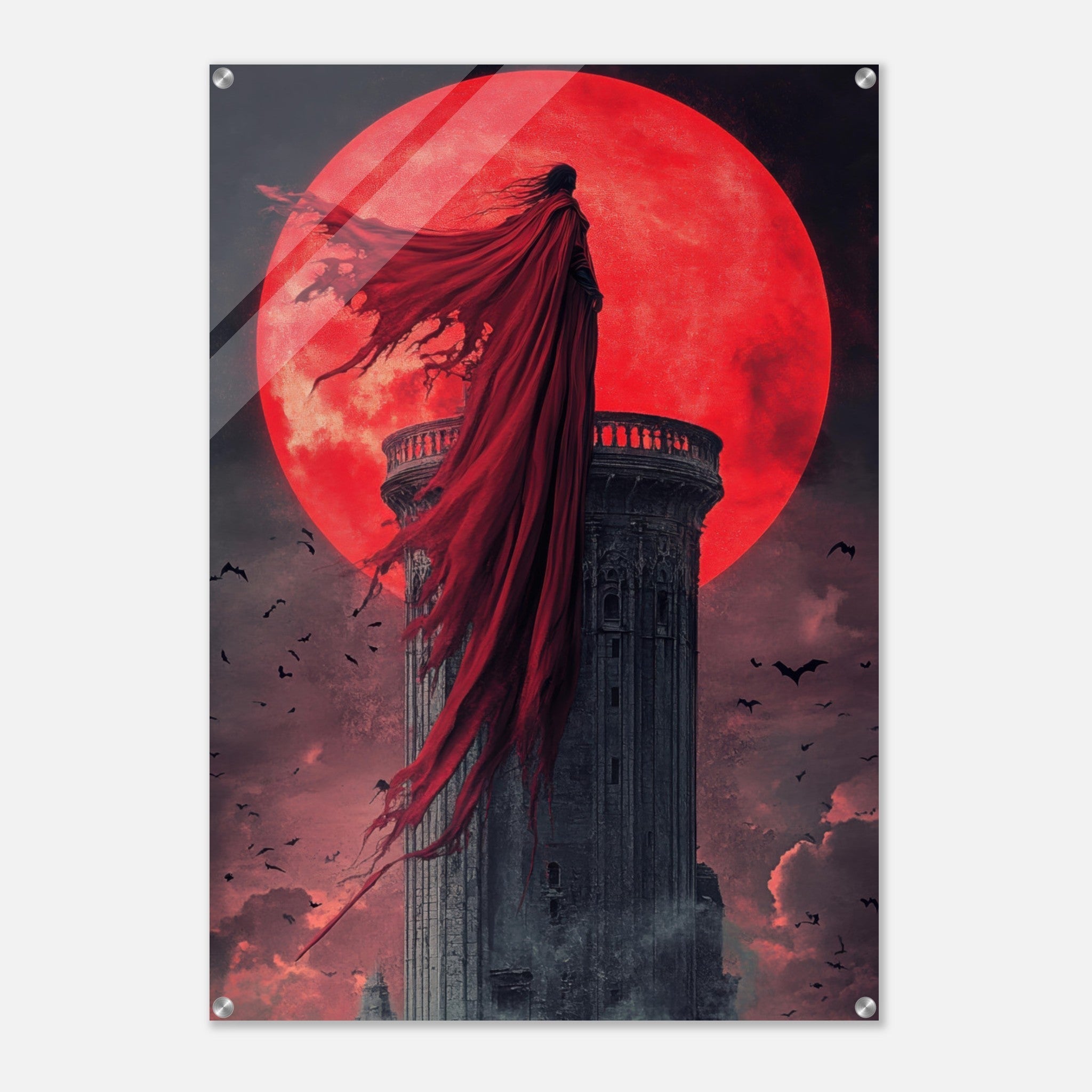 Acrylic Print Portrait - Gothic Vampire Sorcerer in a Moonlit Castle 6 - Ai Art Force