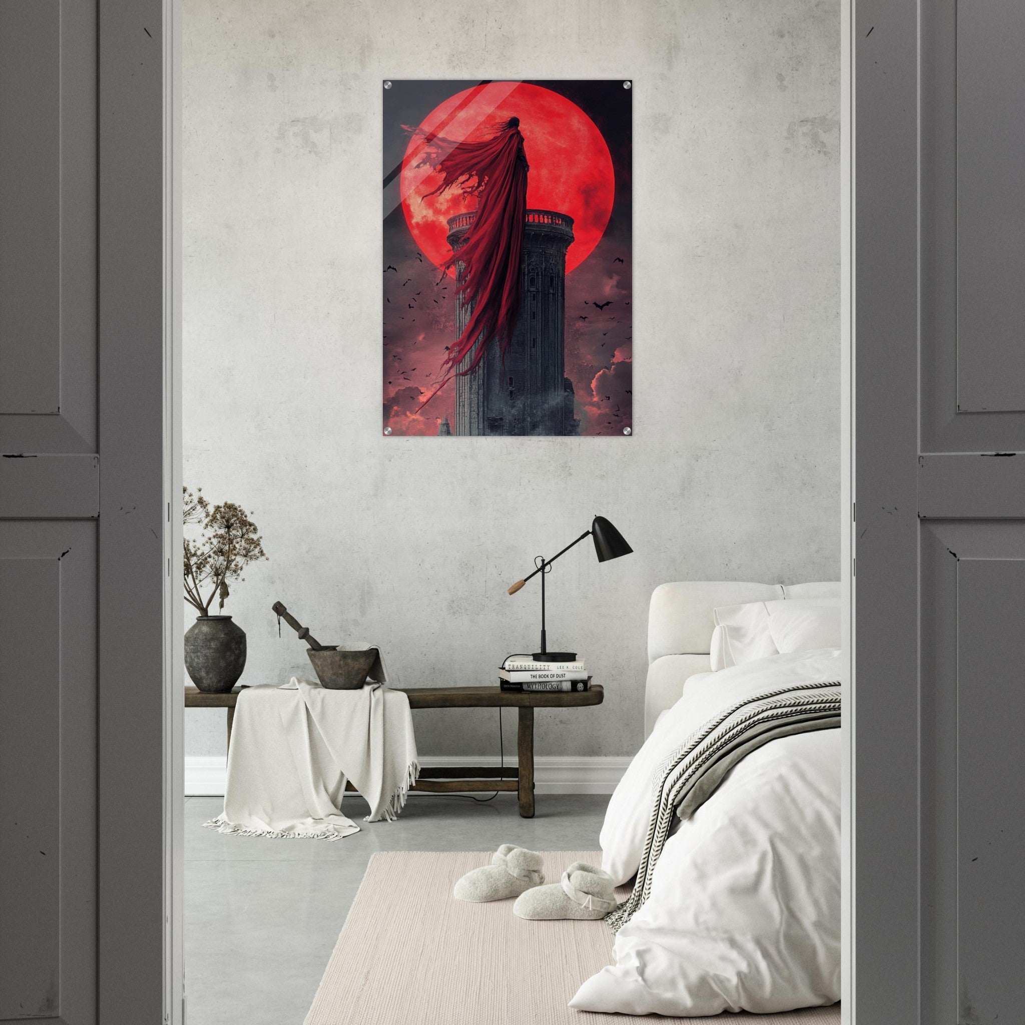 Acrylic Print Portrait - Gothic Vampire Sorcerer in a Moonlit Castle 6 - Ai Art Force