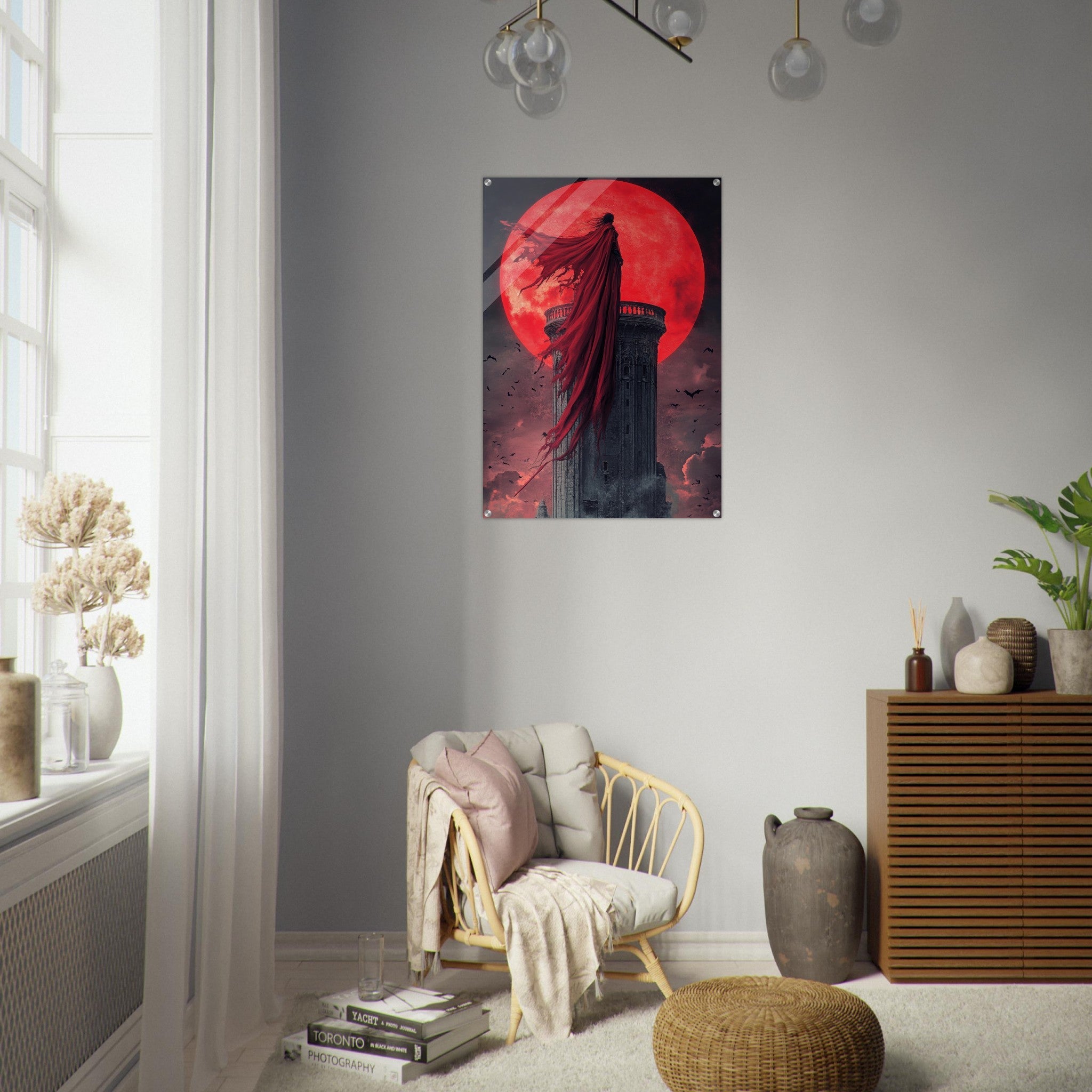 Acrylic Print Portrait - Gothic Vampire Sorcerer in a Moonlit Castle 6 - Ai Art Force