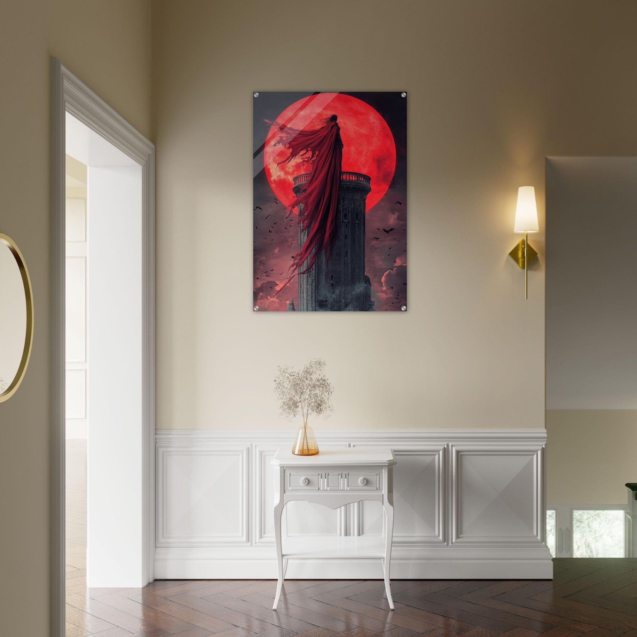 Acrylic Print Portrait - Gothic Vampire Sorcerer in a Moonlit Castle 6 - Ai Art Force