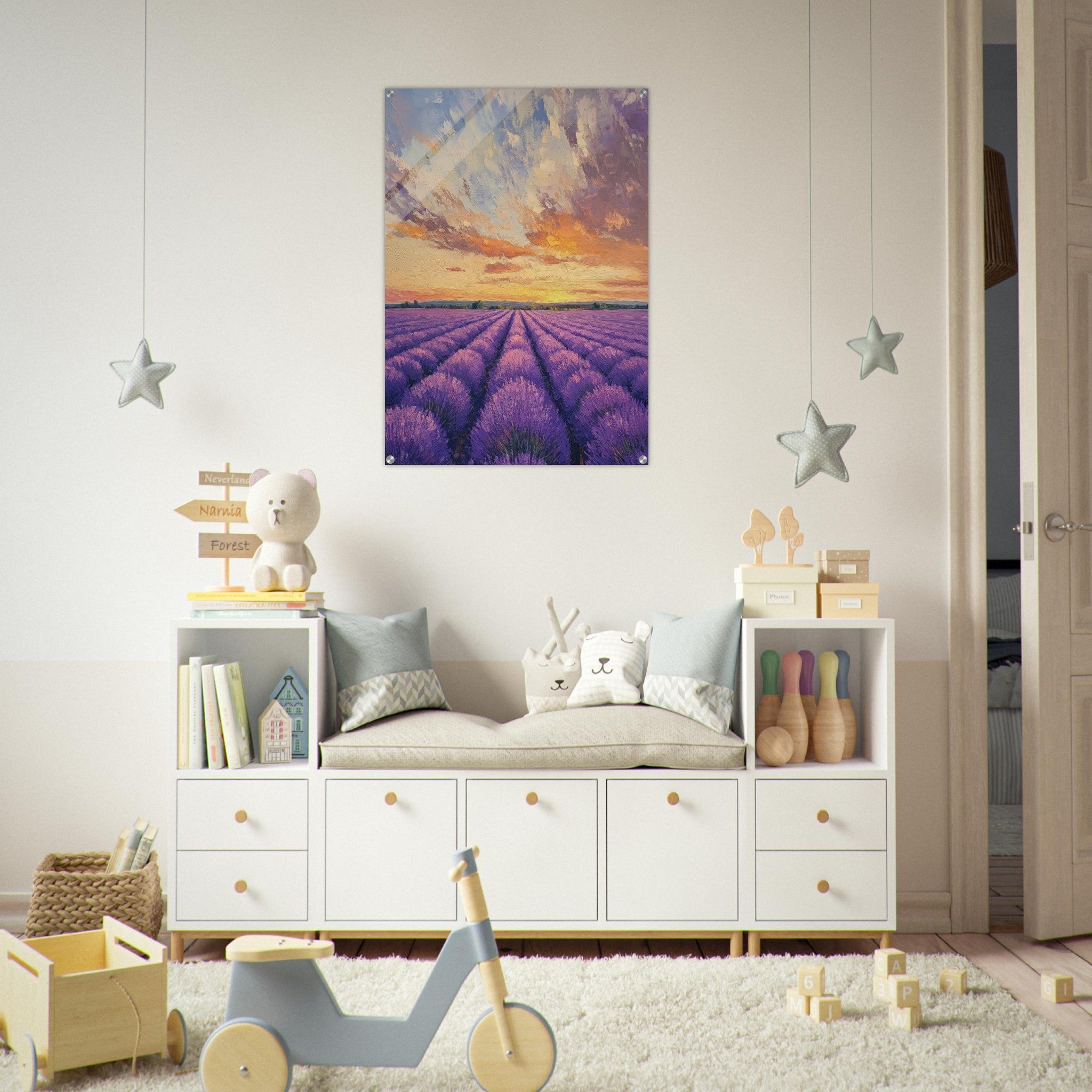 Acrylic Print Portrait - Lavender Fields at Sunset A mesmerizing view - Shop Ai Art WebShop - Digital Art online Store