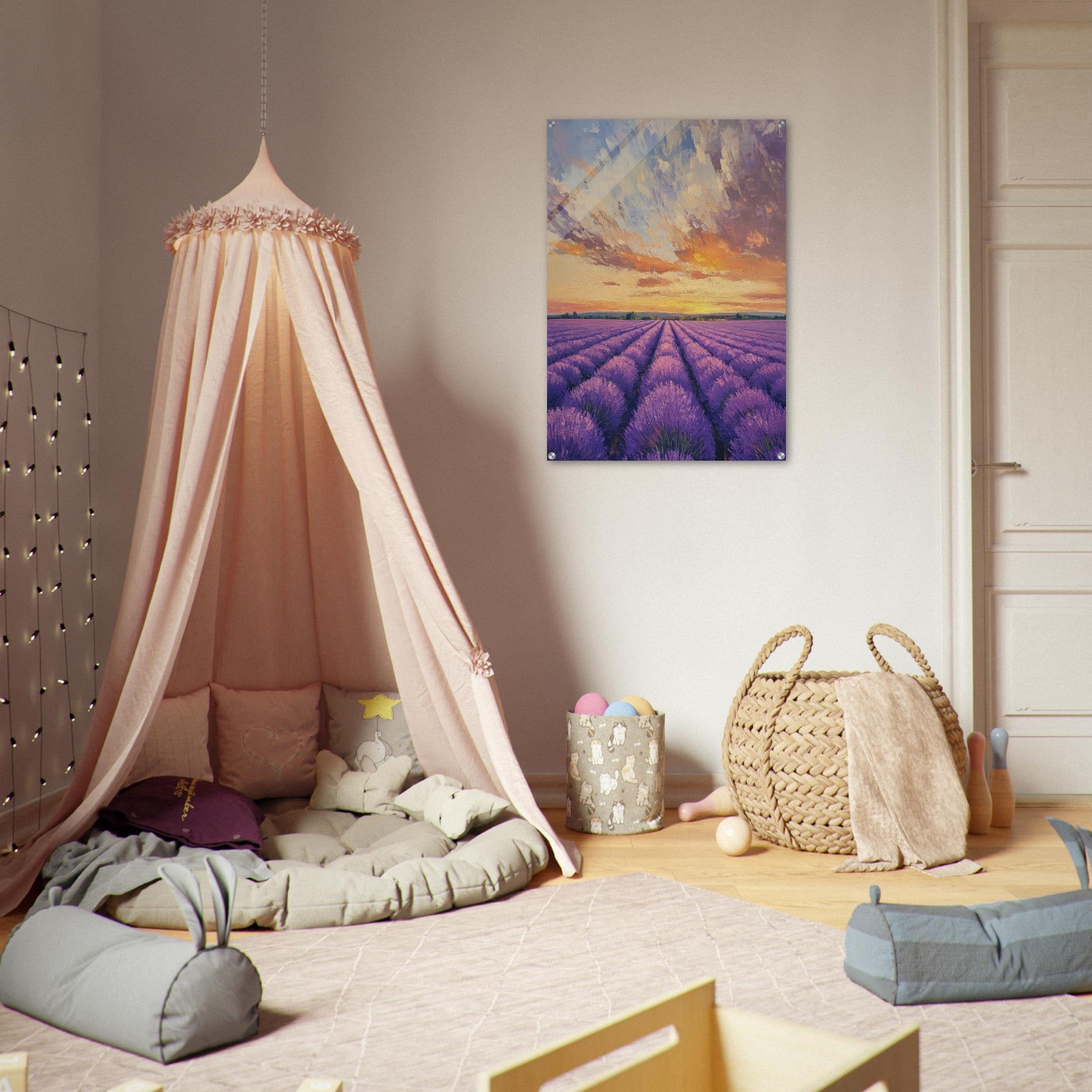 Acrylic Print Portrait - Lavender Fields at Sunset A mesmerizing view - Shop Ai Art WebShop - Digital Art online Store