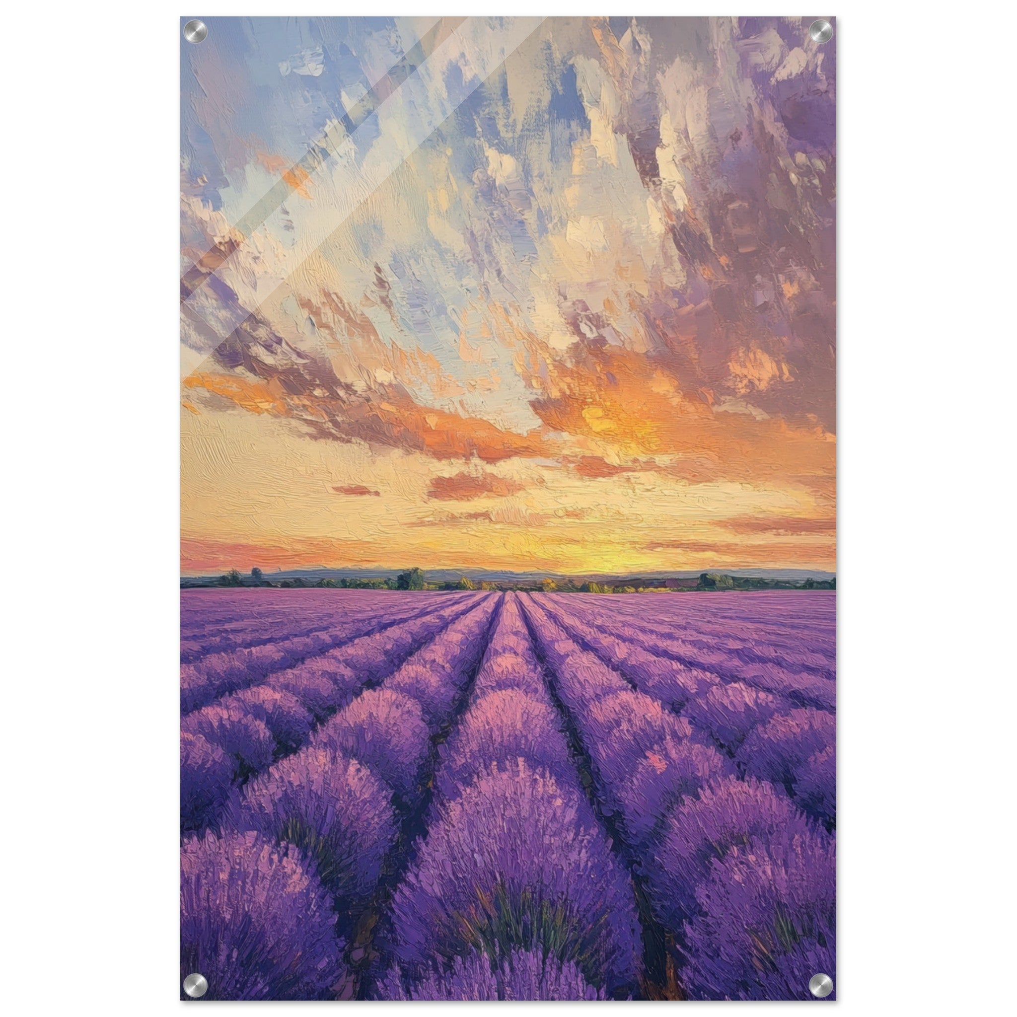 Acrylic Print Portrait - Lavender Fields at Sunset A mesmerizing view - Shop Ai Art WebShop - Digital Art online Store