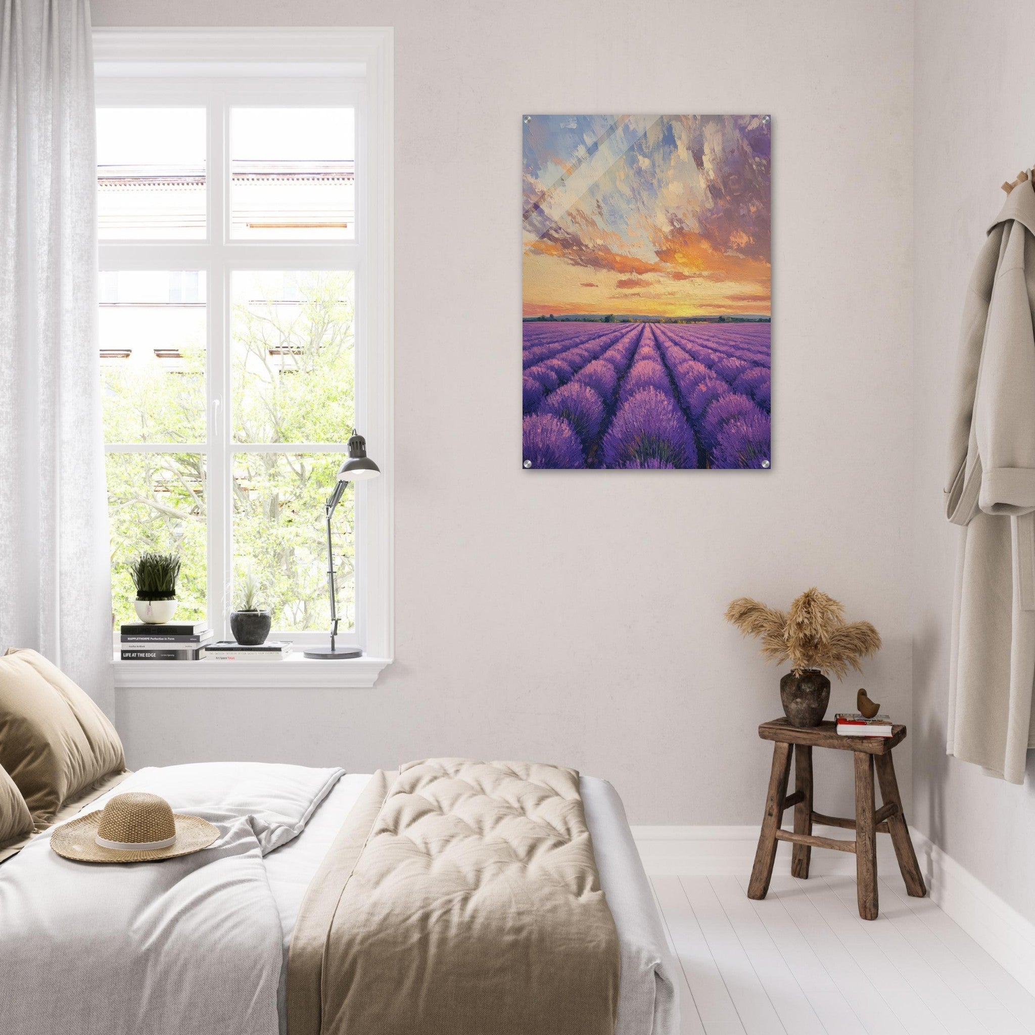 Acrylic Print Portrait - Lavender Fields at Sunset A mesmerizing view - Shop Ai Art WebShop - Digital Art online Store