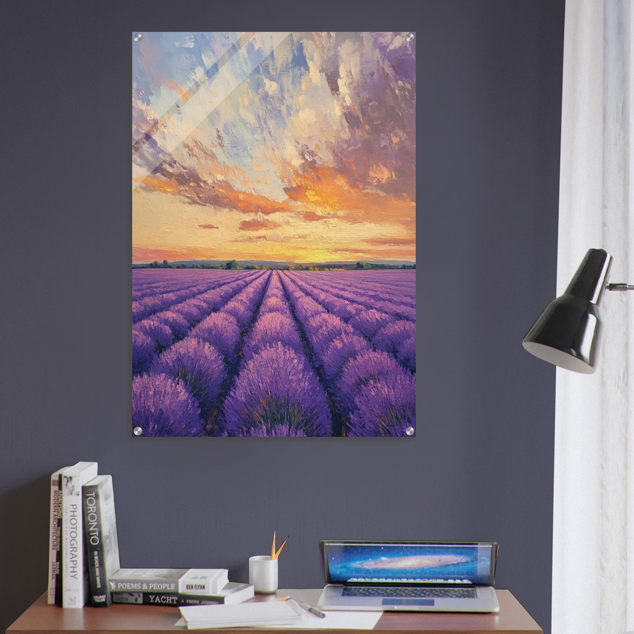 Acrylic Print Portrait - Lavender Fields at Sunset A mesmerizing view - Shop Ai Art WebShop - Digital Art online Store