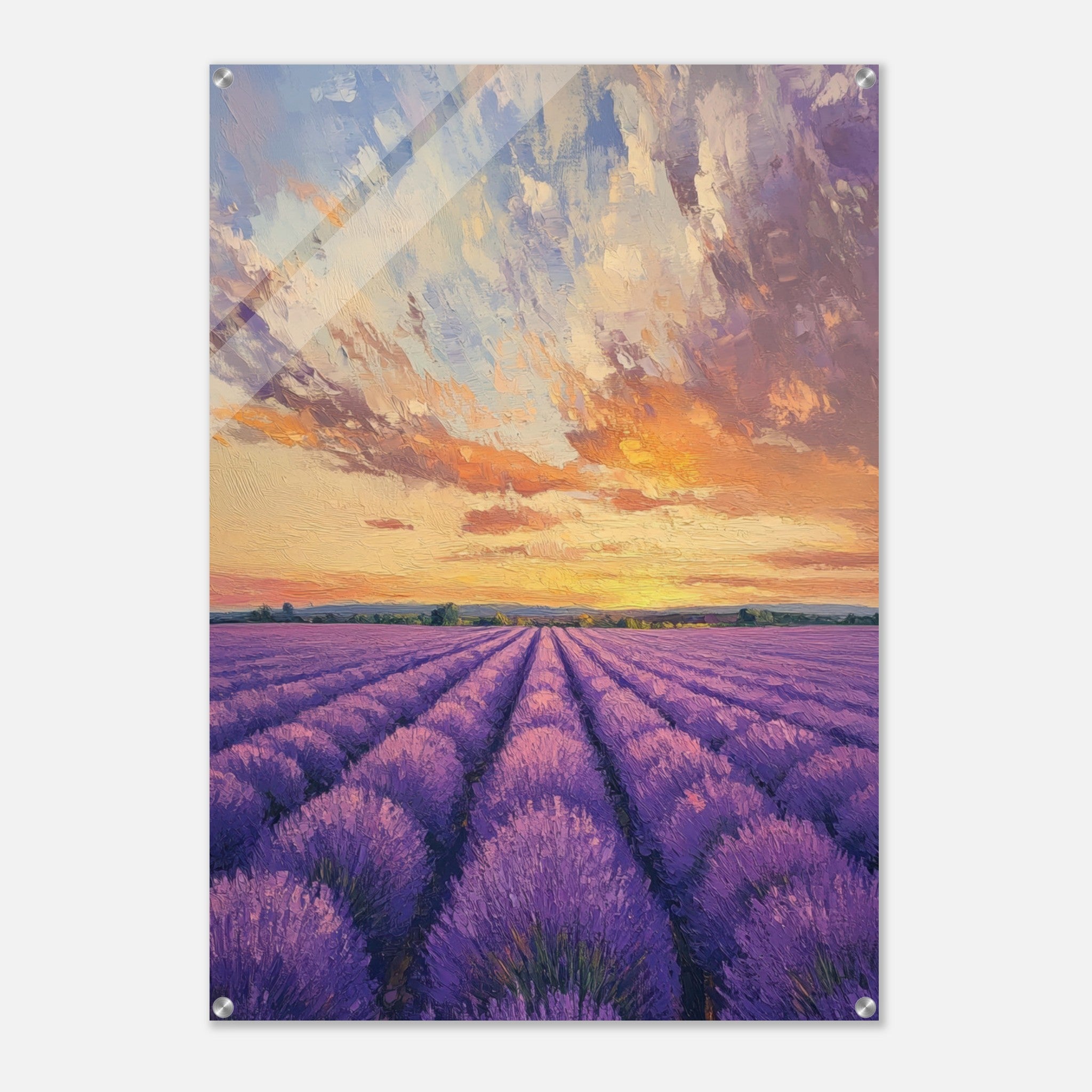 Acrylic Print Portrait - Lavender Fields at Sunset A mesmerizing view - Shop Ai Art WebShop - Digital Art online Store