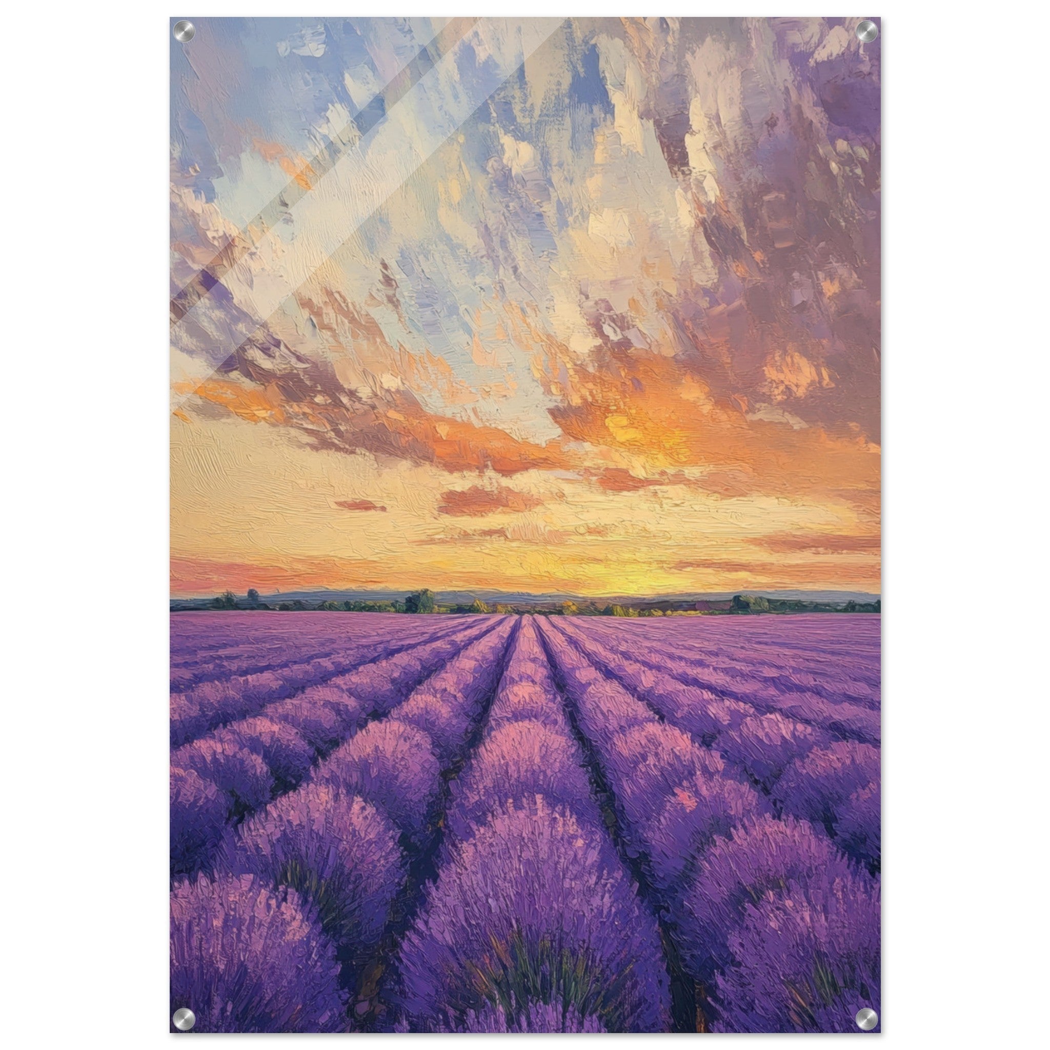 Acrylic Print Portrait - Lavender Fields at Sunset A mesmerizing view - Shop Ai Art WebShop - Digital Art online Store