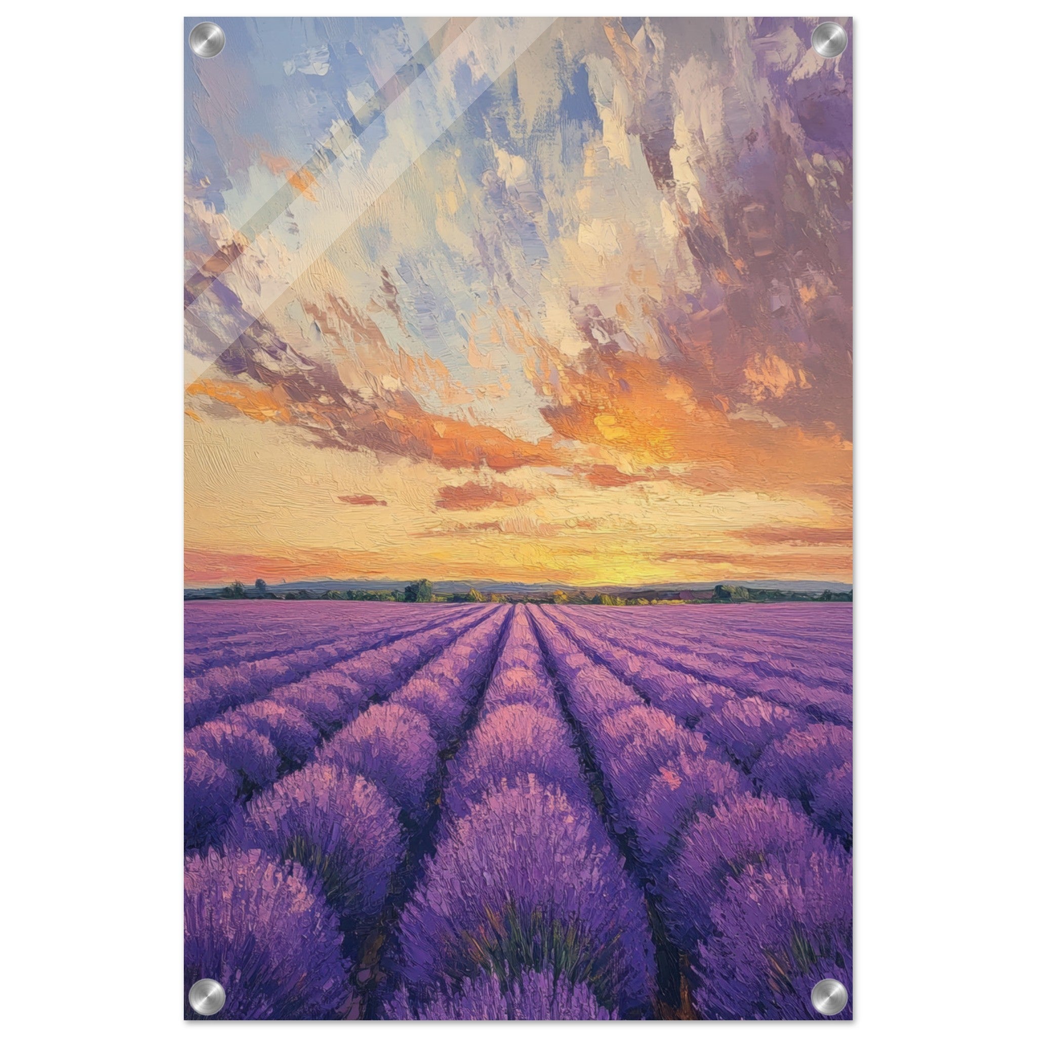 Acrylic Print Portrait - Lavender Fields at Sunset A mesmerizing view - Shop Ai Art WebShop - Digital Art online Store
