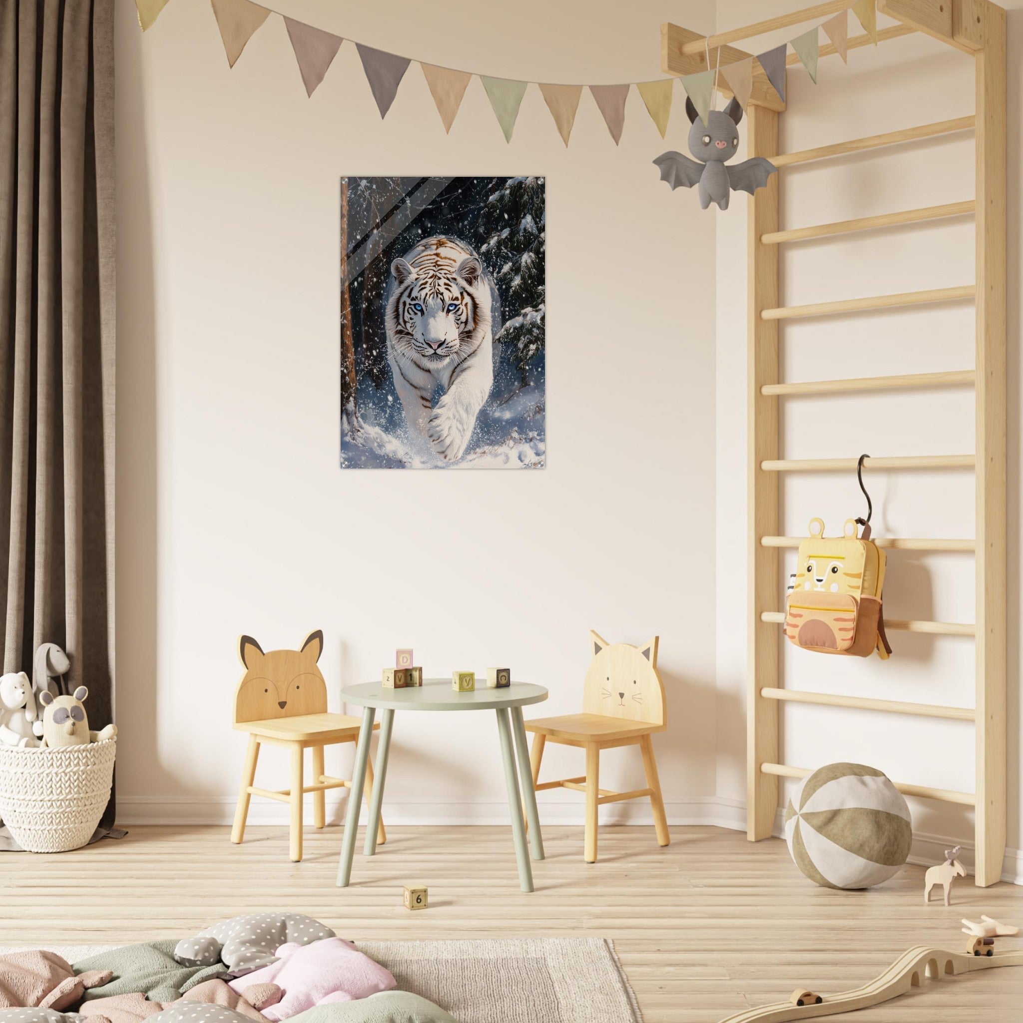 Acrylic Print Portrait - Majestic White Tiger in a Snowy Forest A powerful 3 - Shop Ai Art WebShop - Digital Art online Store