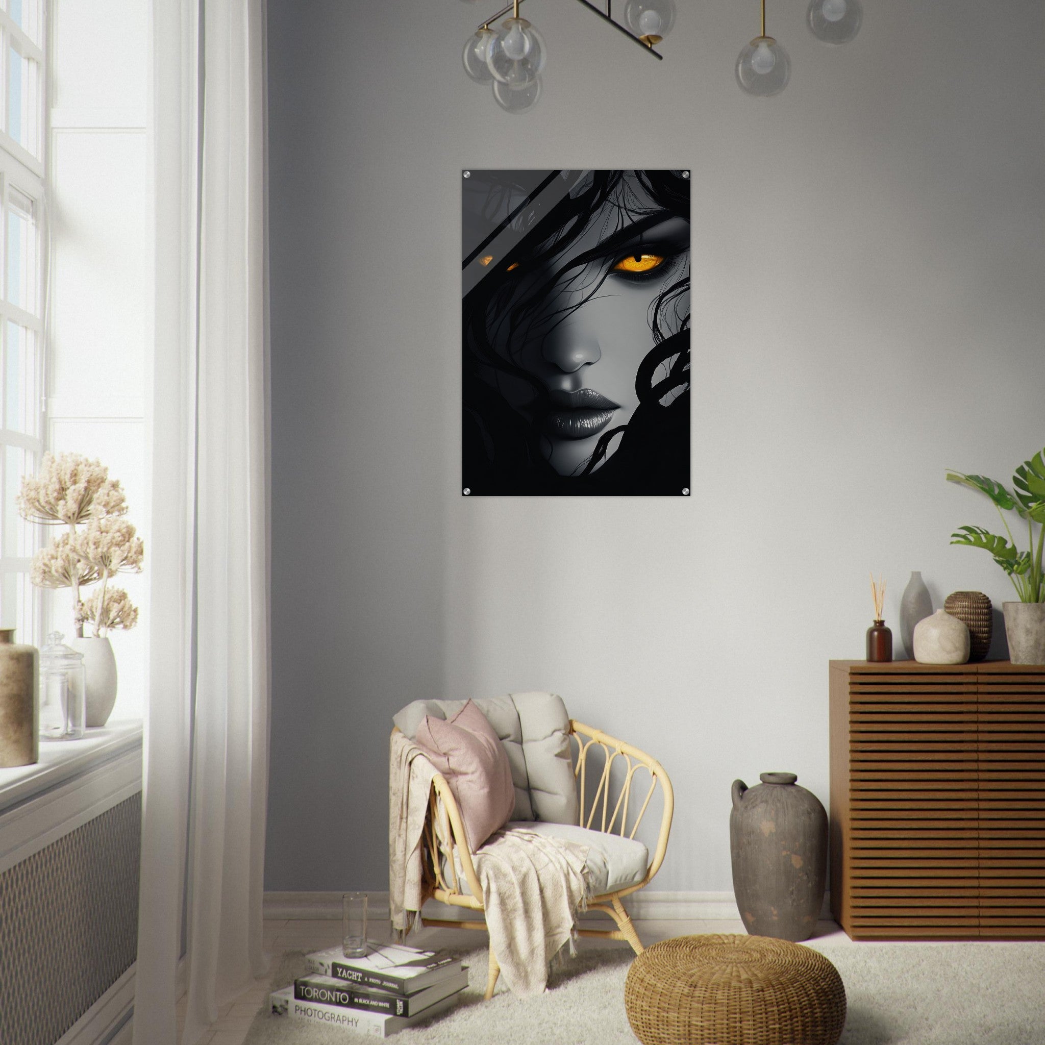 Acrylic Print Portrait - Minimalist Medusas Gaze Minimalism Tight - Focus 2 - Shop Ai Art WebShop - Digital Art online Store