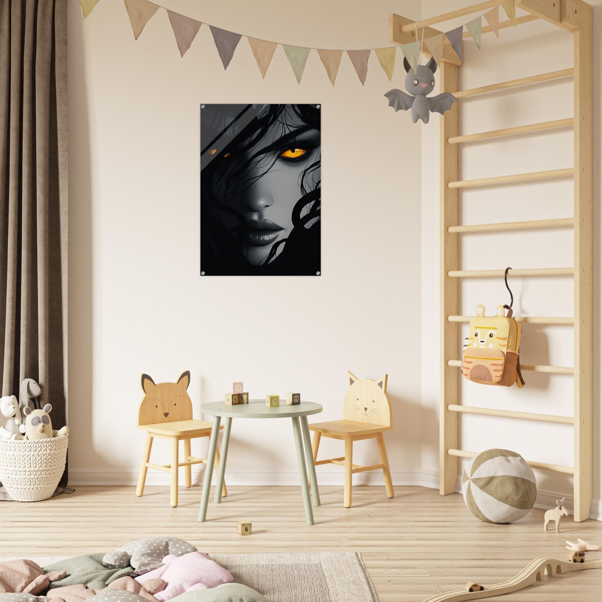 Acrylic Print Portrait - Minimalist Medusas Gaze Minimalism Tight - Focus 2 - Shop Ai Art WebShop - Digital Art online Store