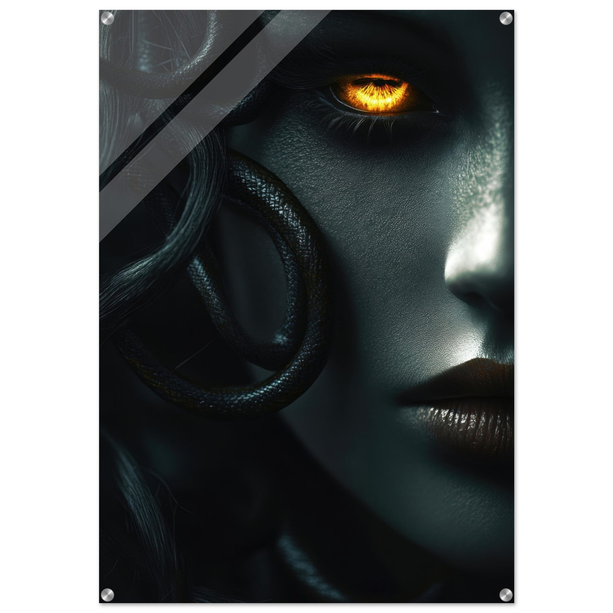 Acrylic Print Portrait - Minimalist Medusas Gaze Minimalism Tight - Focus - Shop Ai Art WebShop - Digital Art online Store