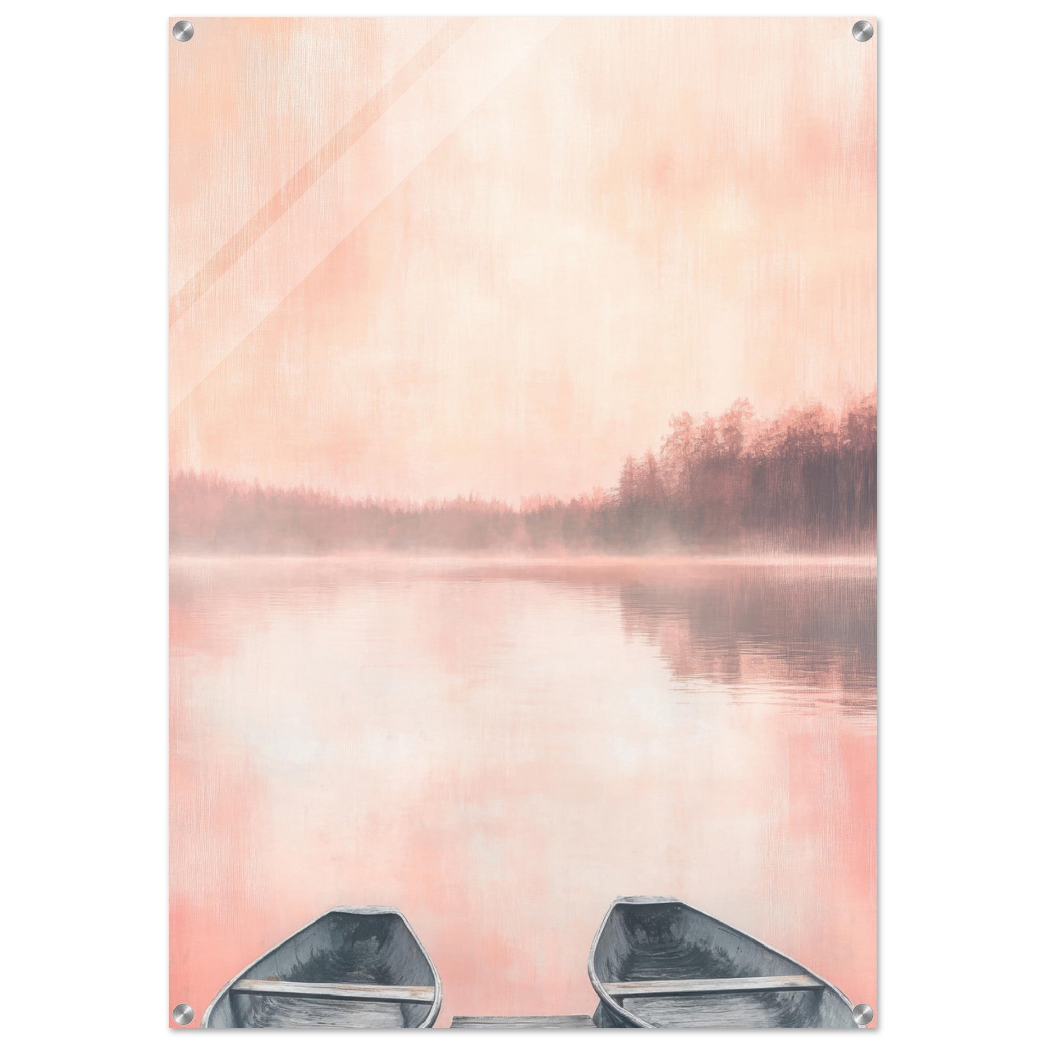 Acrylic Print Portrait - Serene Lake with Rowboats A tranquil lake - Shop Ai Art WebShop - Digital Art online Store