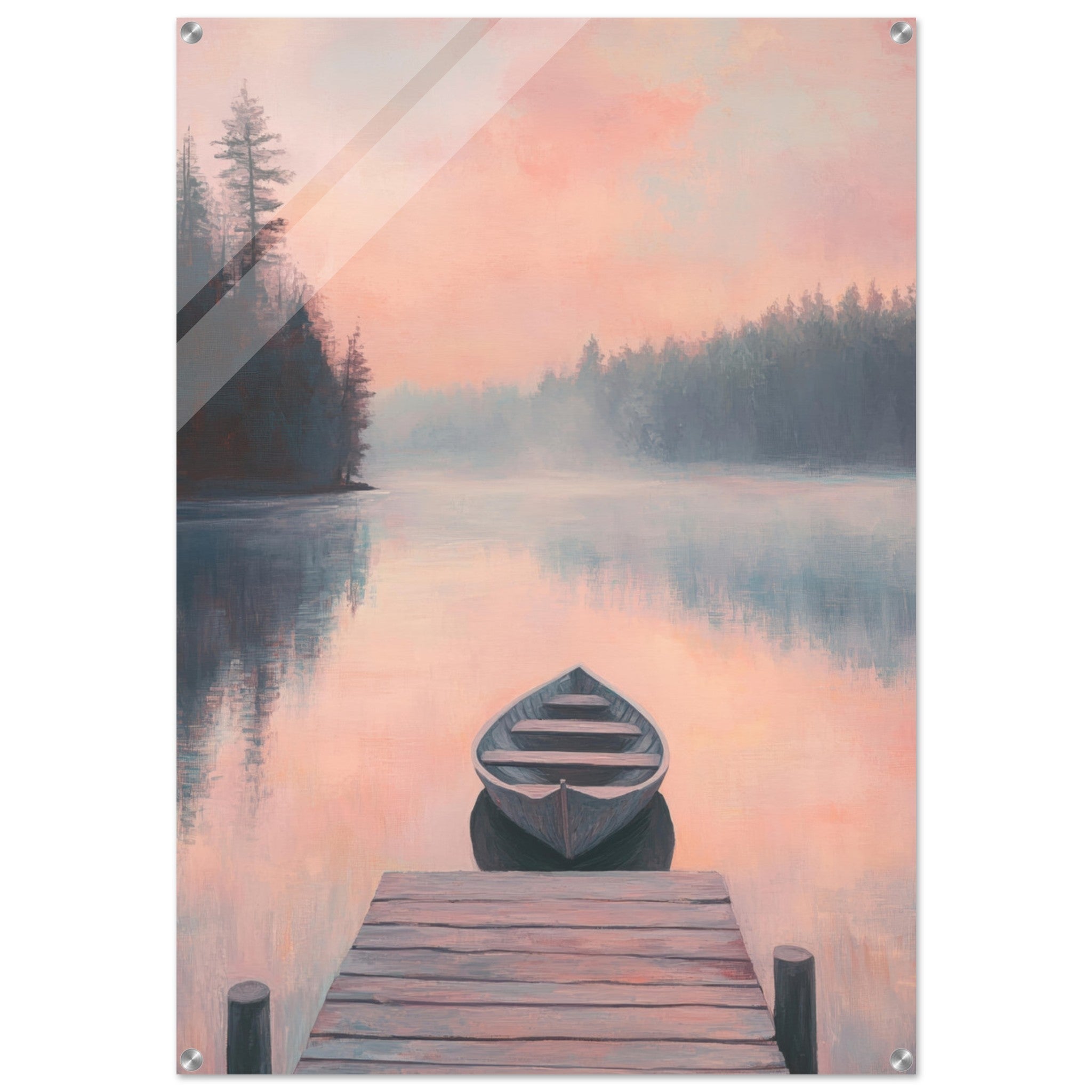 Acrylic Print Portrait - Serene Lake with Rowboats A tranquil lake 3 - Shop Ai Art WebShop - Digital Art online Store