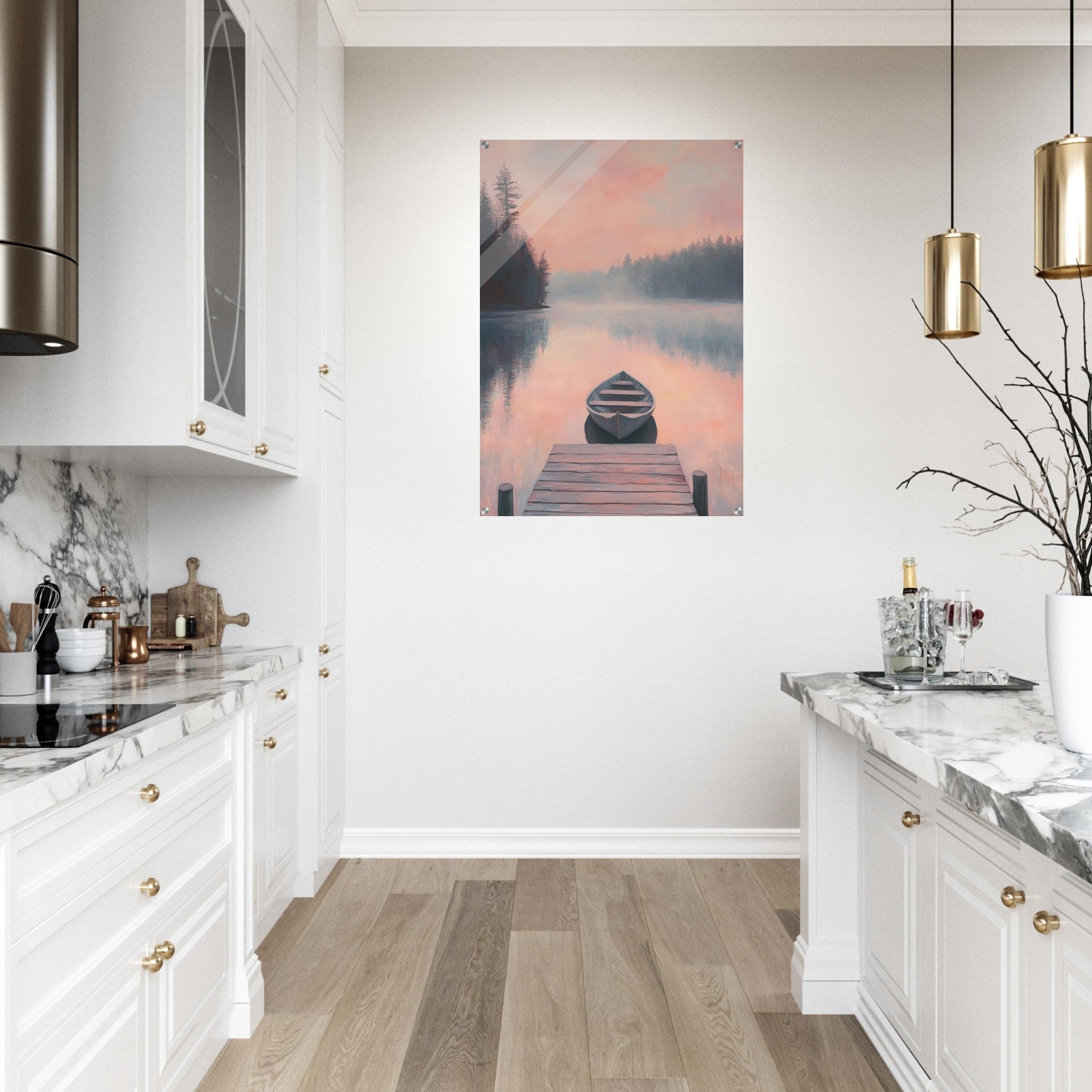 Acrylic Print Portrait - Serene Lake with Rowboats A tranquil lake 3 - Shop Ai Art WebShop - Digital Art online Store