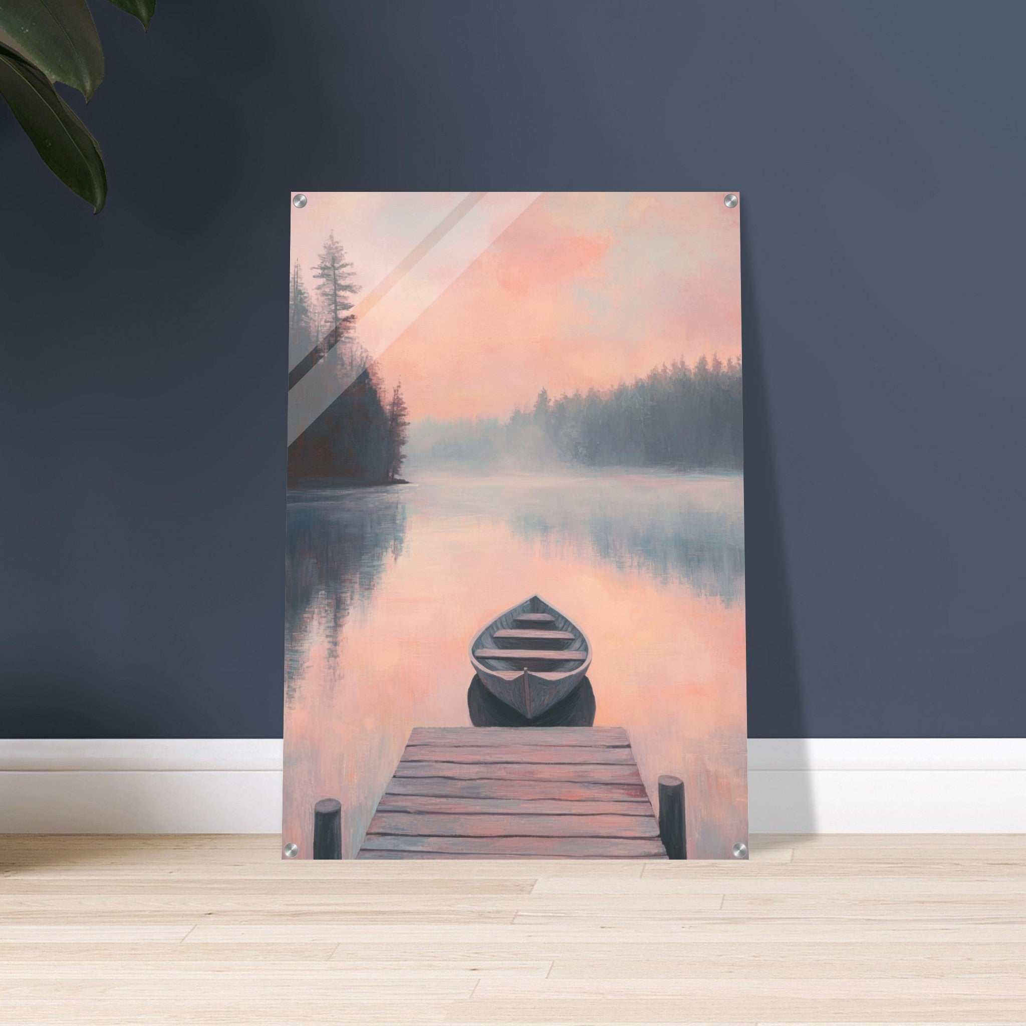 Acrylic Print Portrait - Serene Lake with Rowboats A tranquil lake 3 - Shop Ai Art WebShop - Digital Art online Store