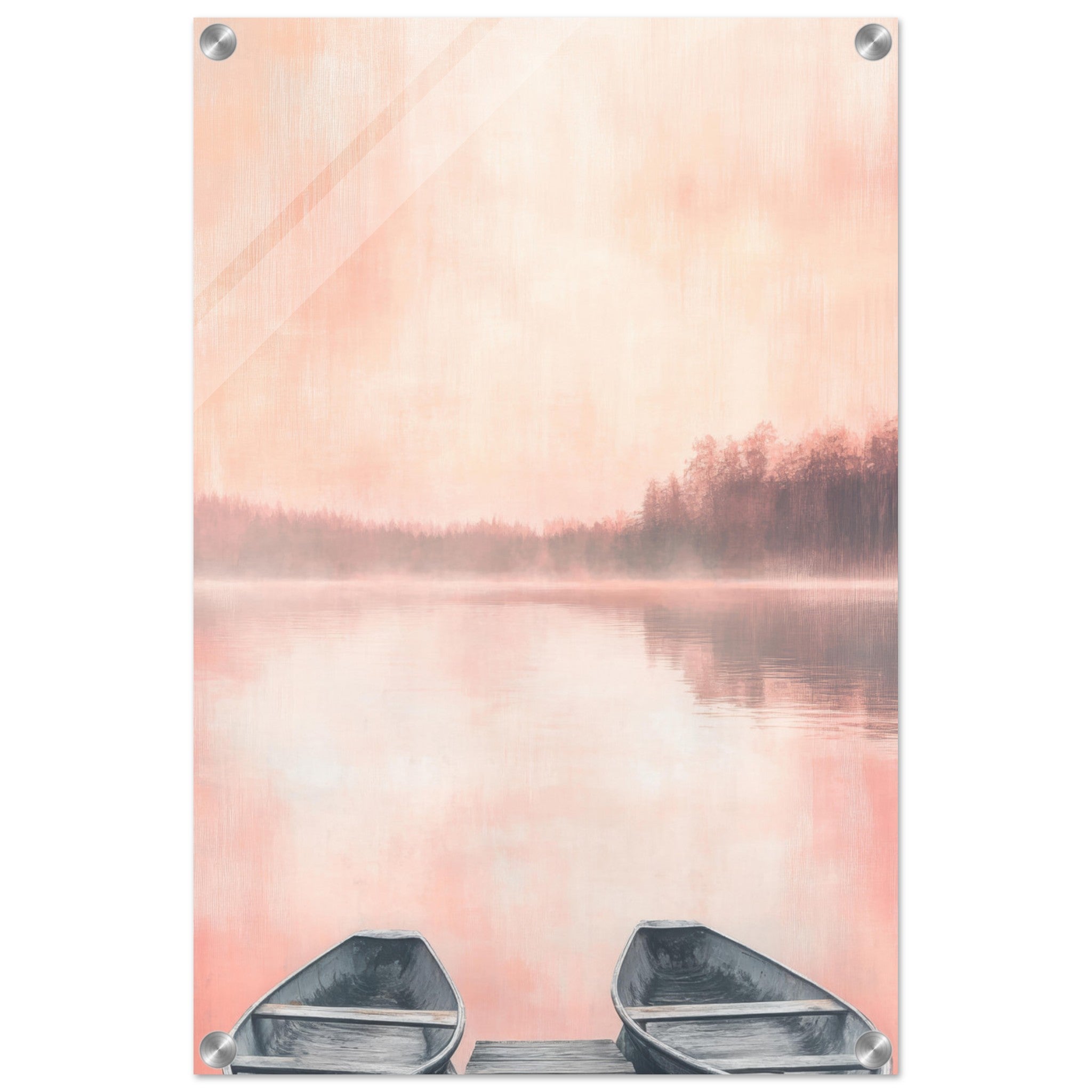 Acrylic Print Portrait - Serene Lake with Rowboats A tranquil lake - Shop Ai Art WebShop - Digital Art online Store