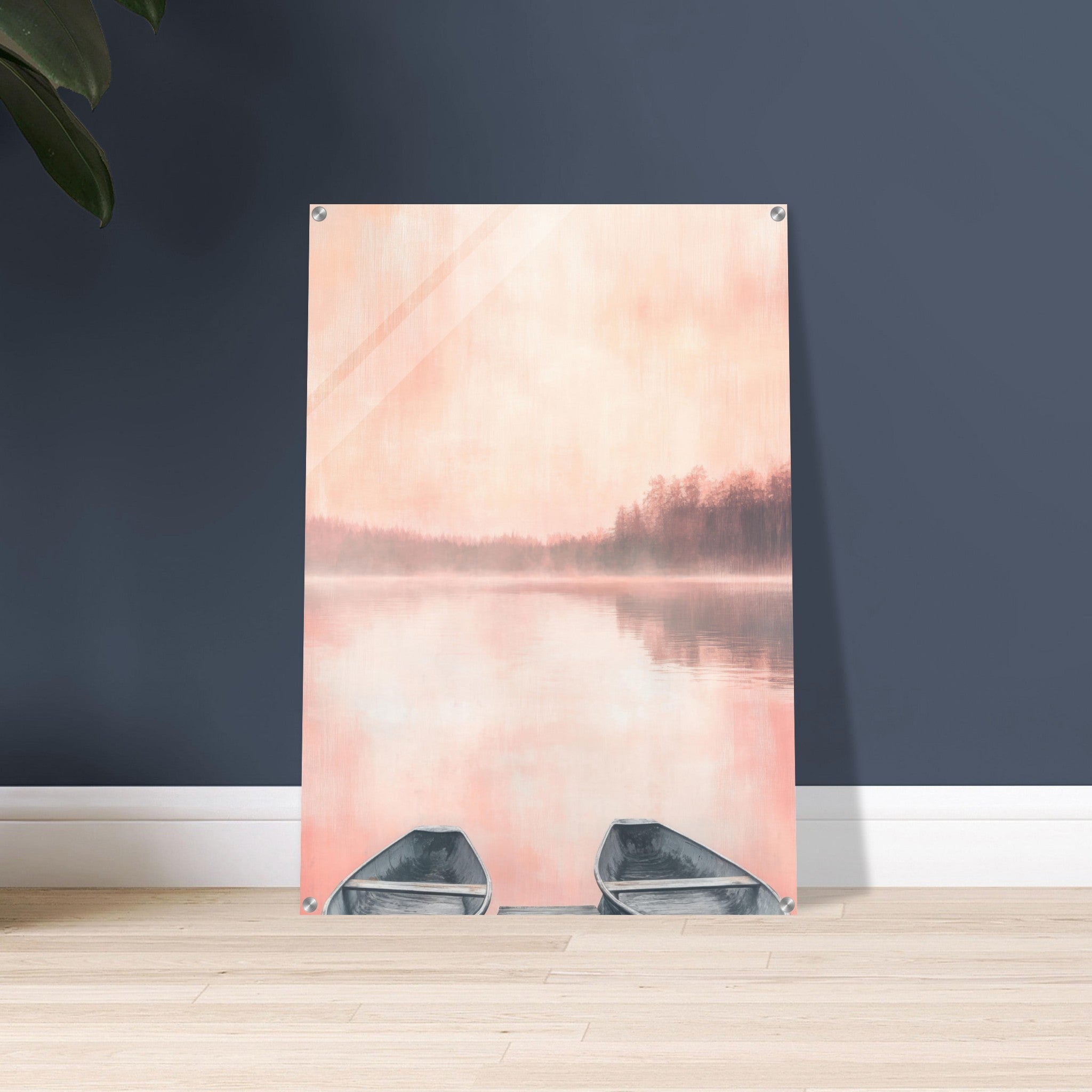 Acrylic Print Portrait - Serene Lake with Rowboats A tranquil lake - Shop Ai Art WebShop - Digital Art online Store