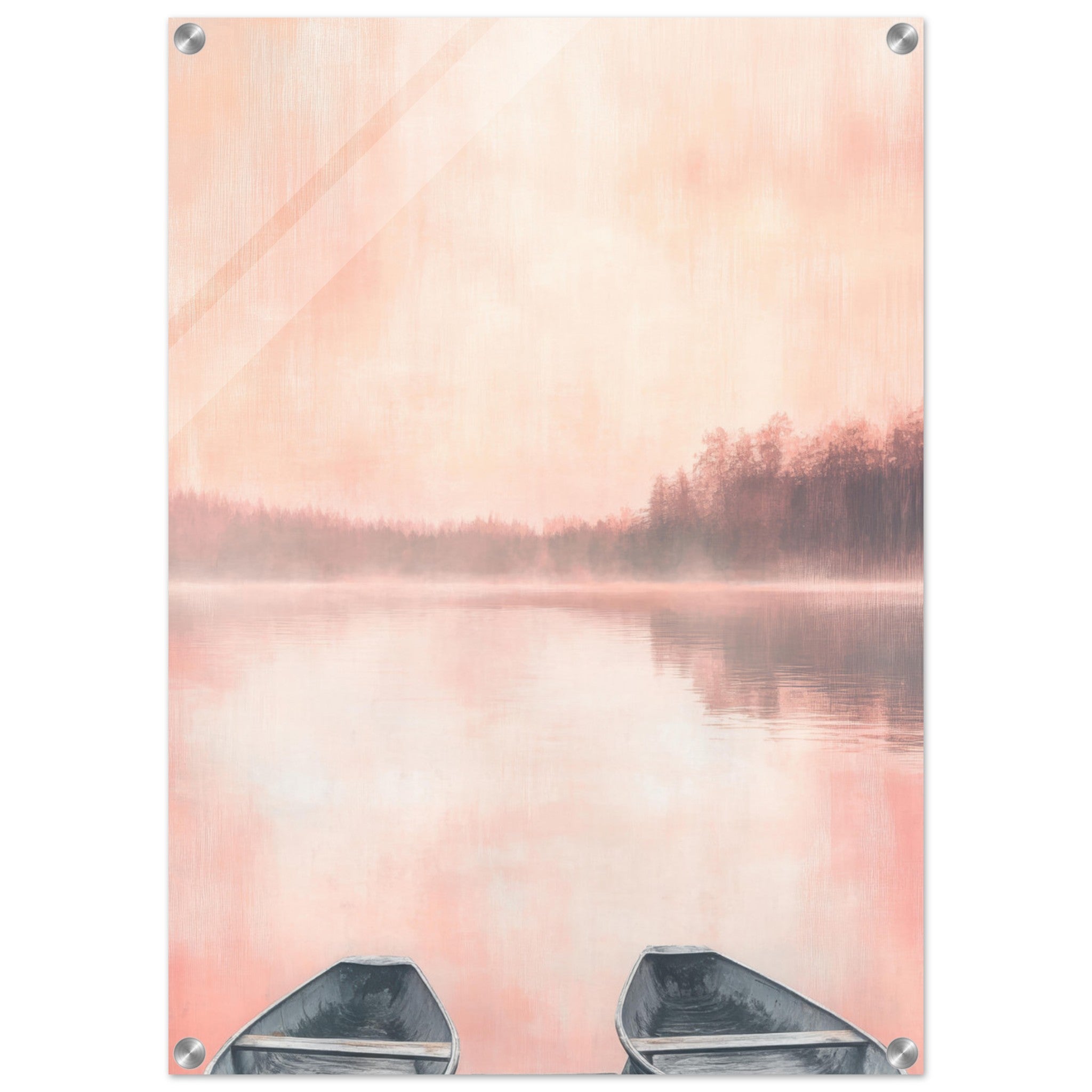 Acrylic Print Portrait - Serene Lake with Rowboats A tranquil lake - Shop Ai Art WebShop - Digital Art online Store