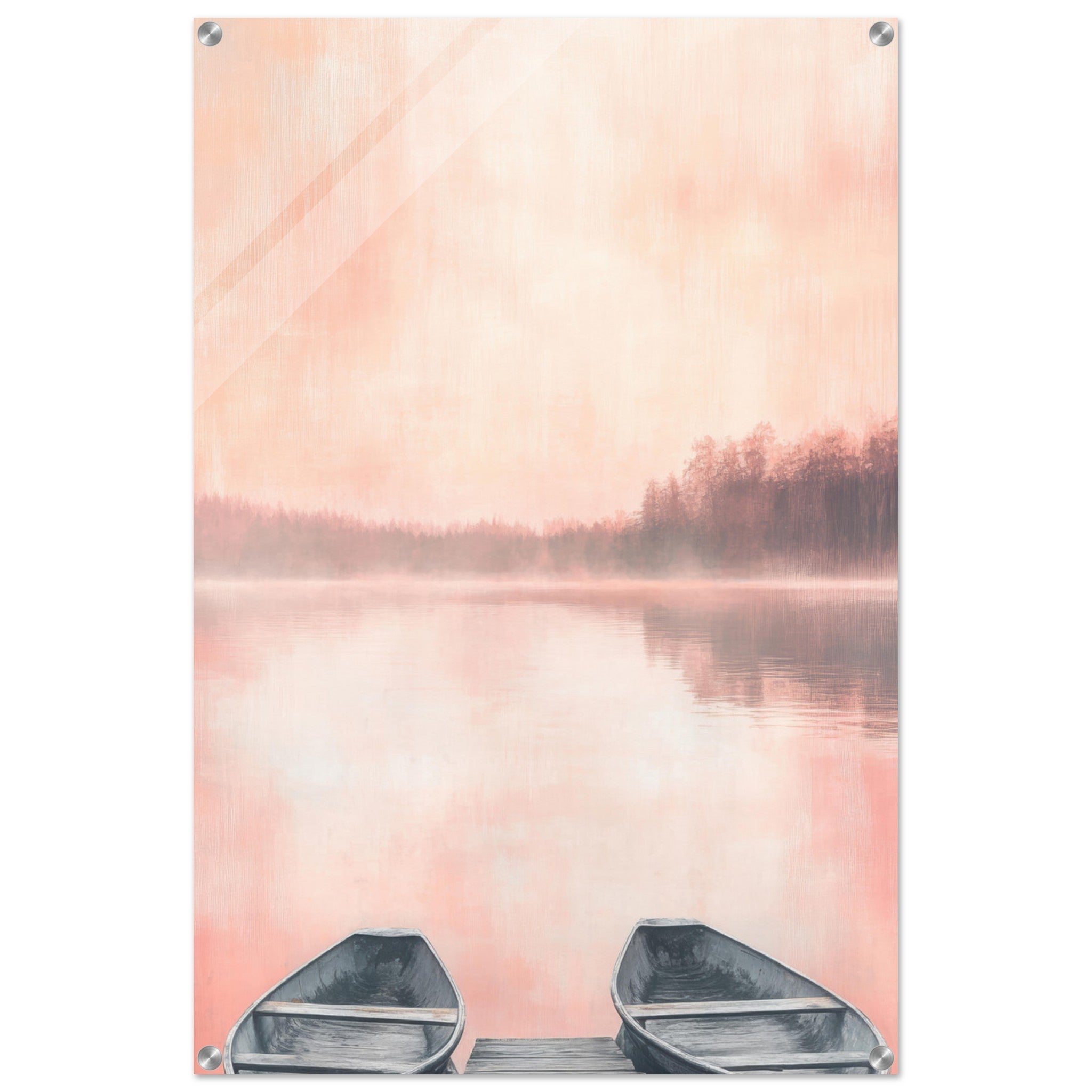 Acrylic Print Portrait - Serene Lake with Rowboats A tranquil lake - Shop Ai Art WebShop - Digital Art online Store