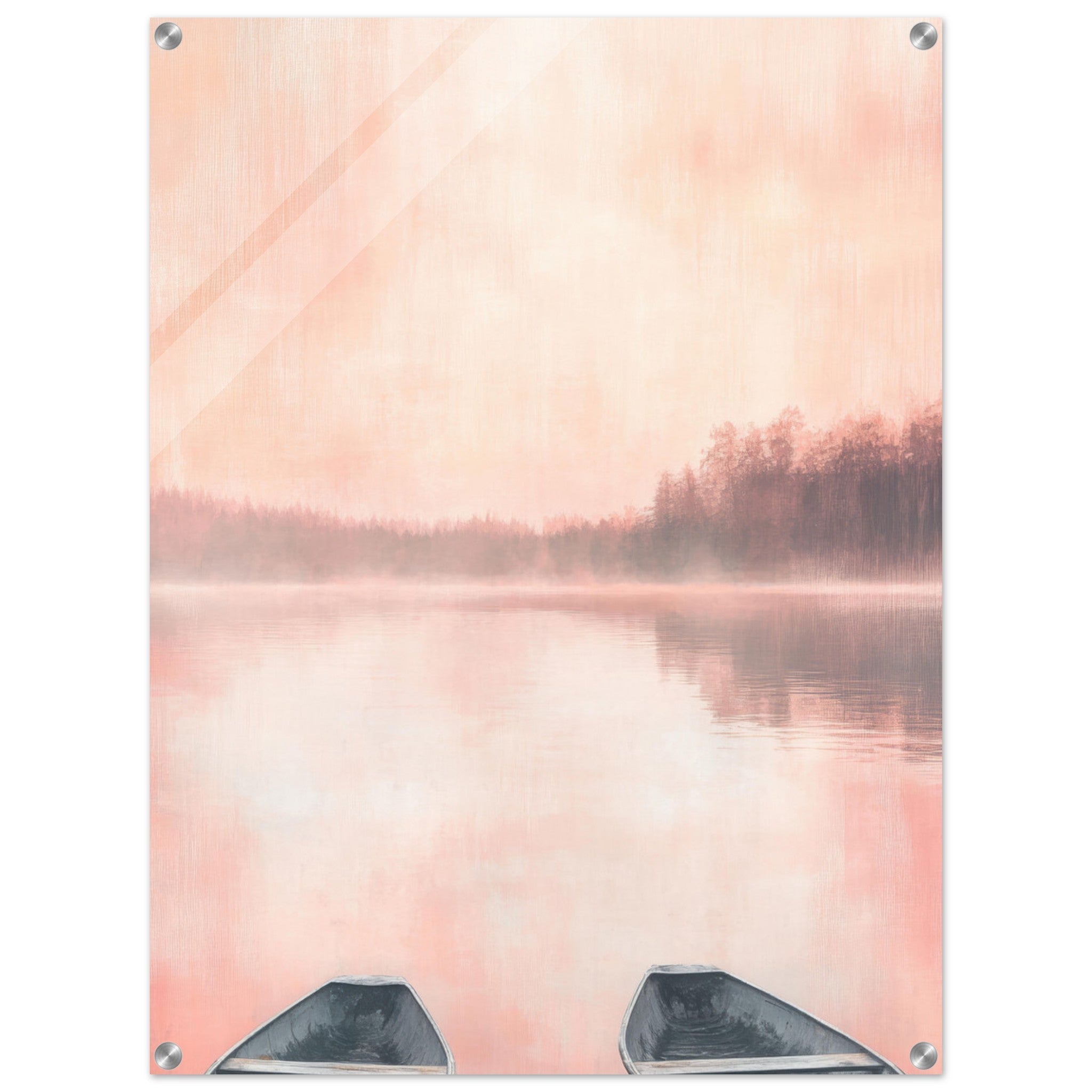 Acrylic Print Portrait - Serene Lake with Rowboats A tranquil lake - Shop Ai Art WebShop - Digital Art online Store