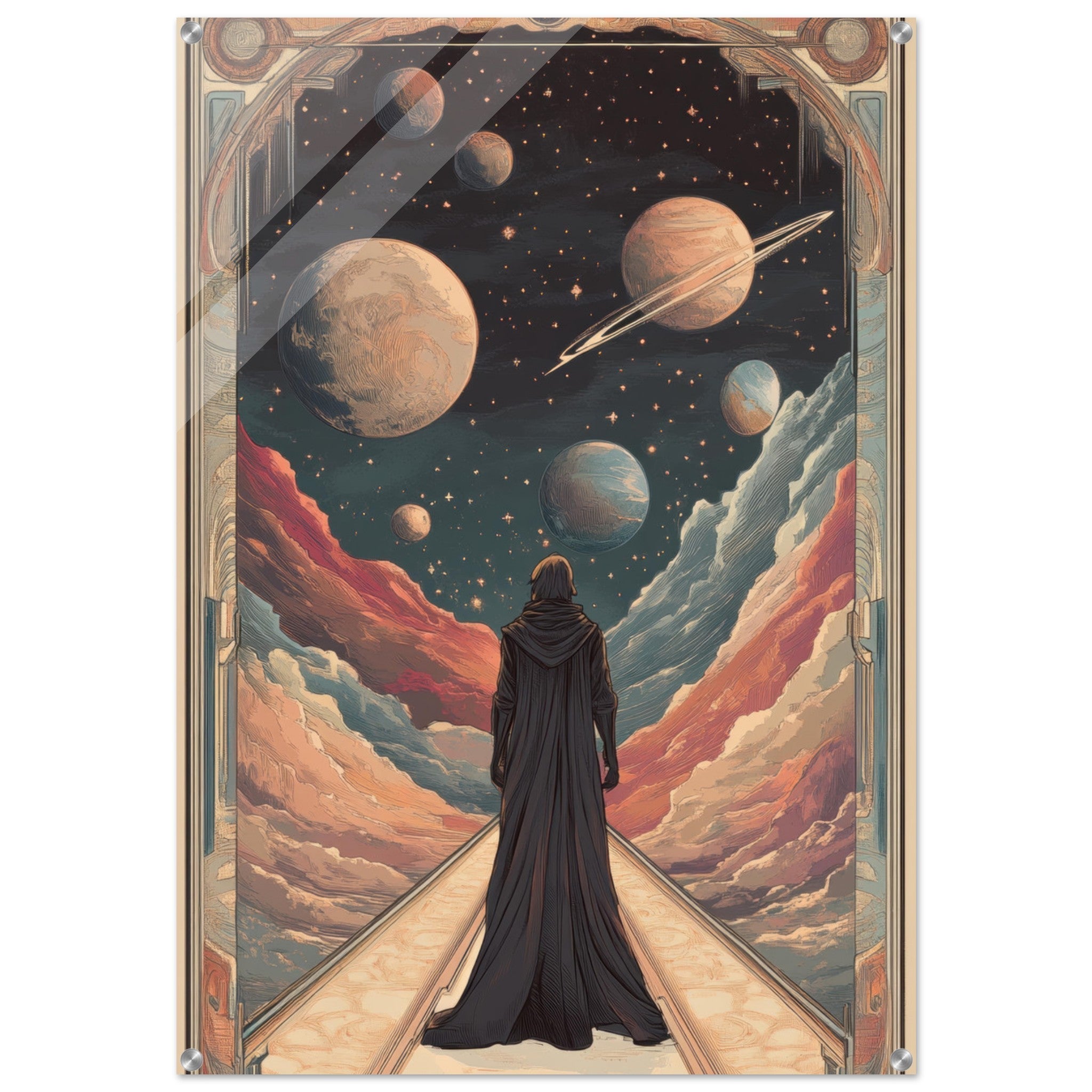 Acrylic Print Portrait - The Astral Voyager An Art Nouveau poster 2 - Shop Ai Art WebShop - Digital Art online Store