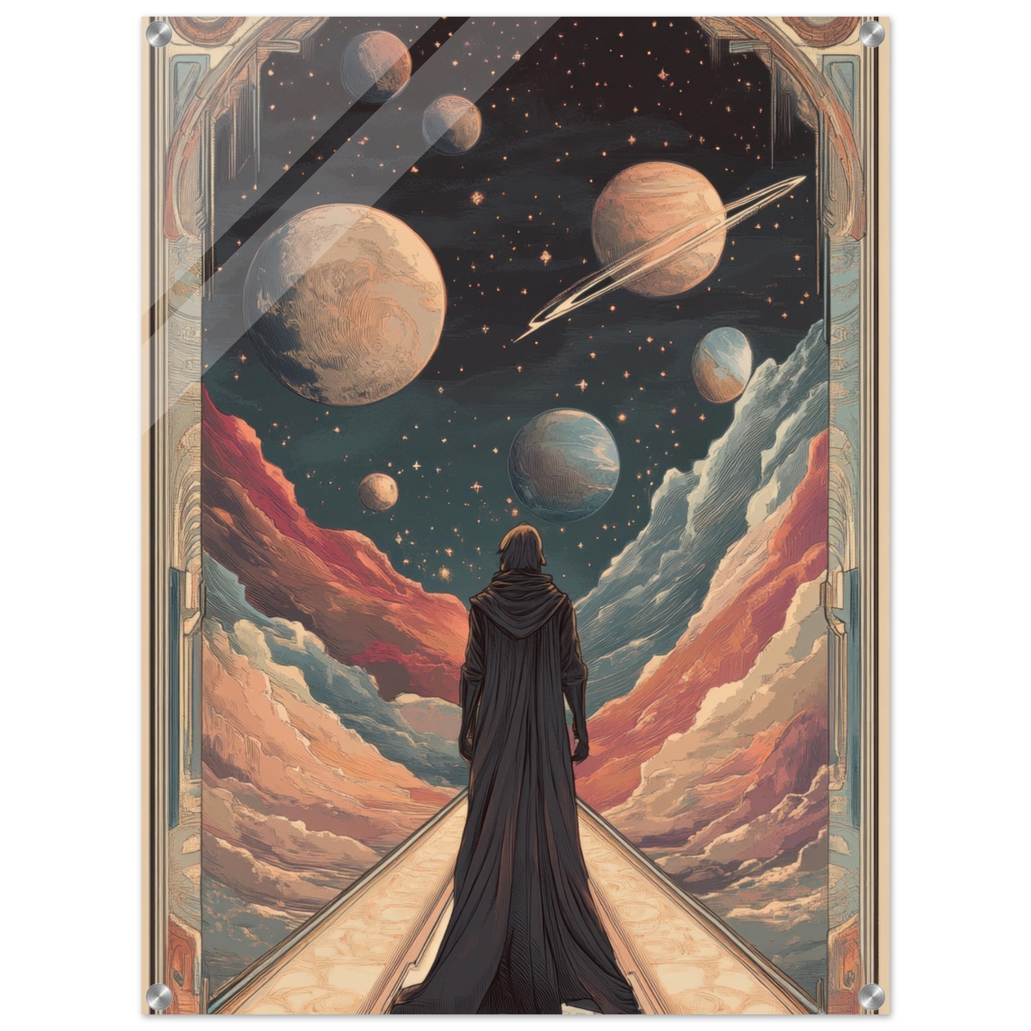 Acrylic Print Portrait - The Astral Voyager An Art Nouveau poster 2 - Shop Ai Art WebShop - Digital Art online Store