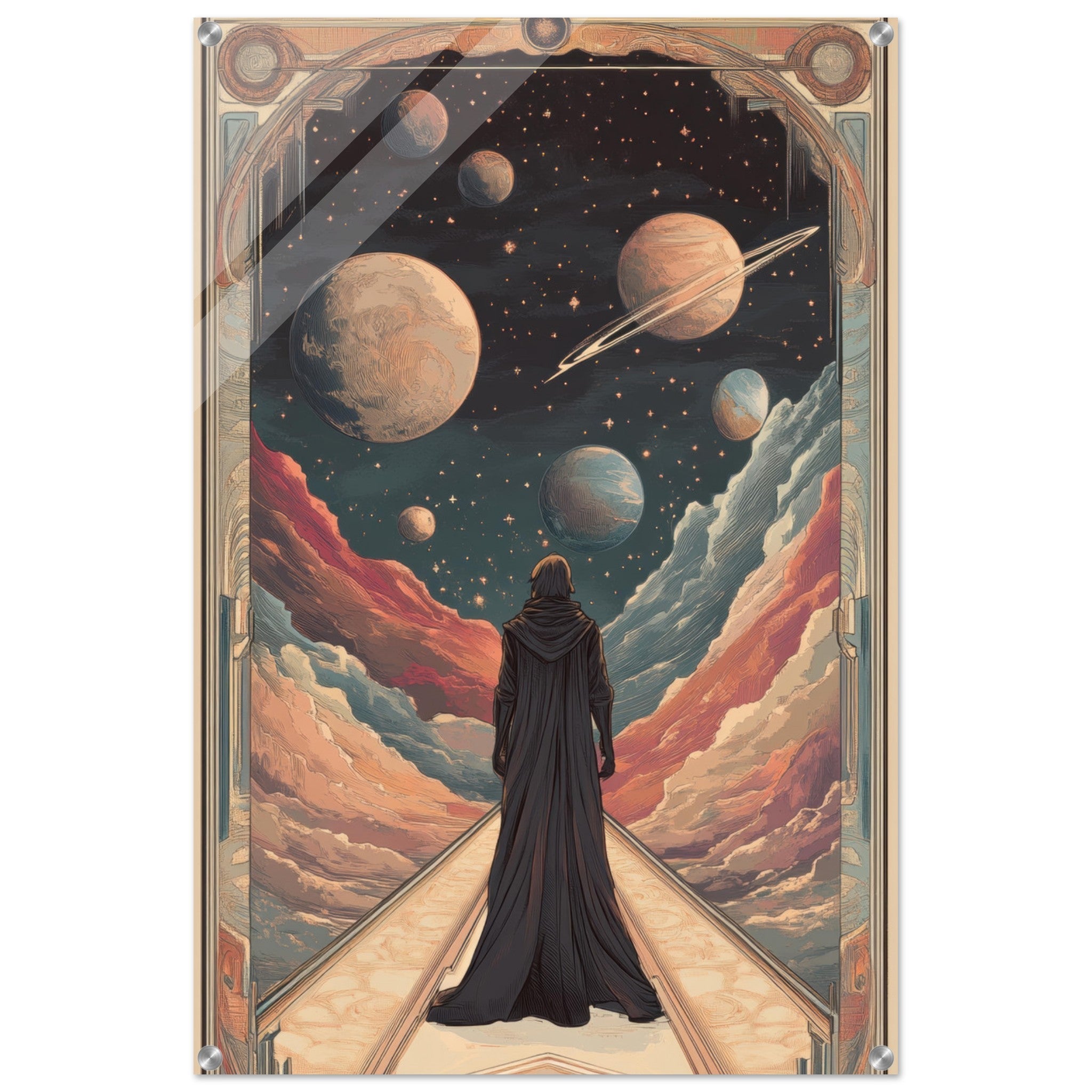Acrylic Print Portrait - The Astral Voyager An Art Nouveau poster 2 - Shop Ai Art WebShop - Digital Art online Store