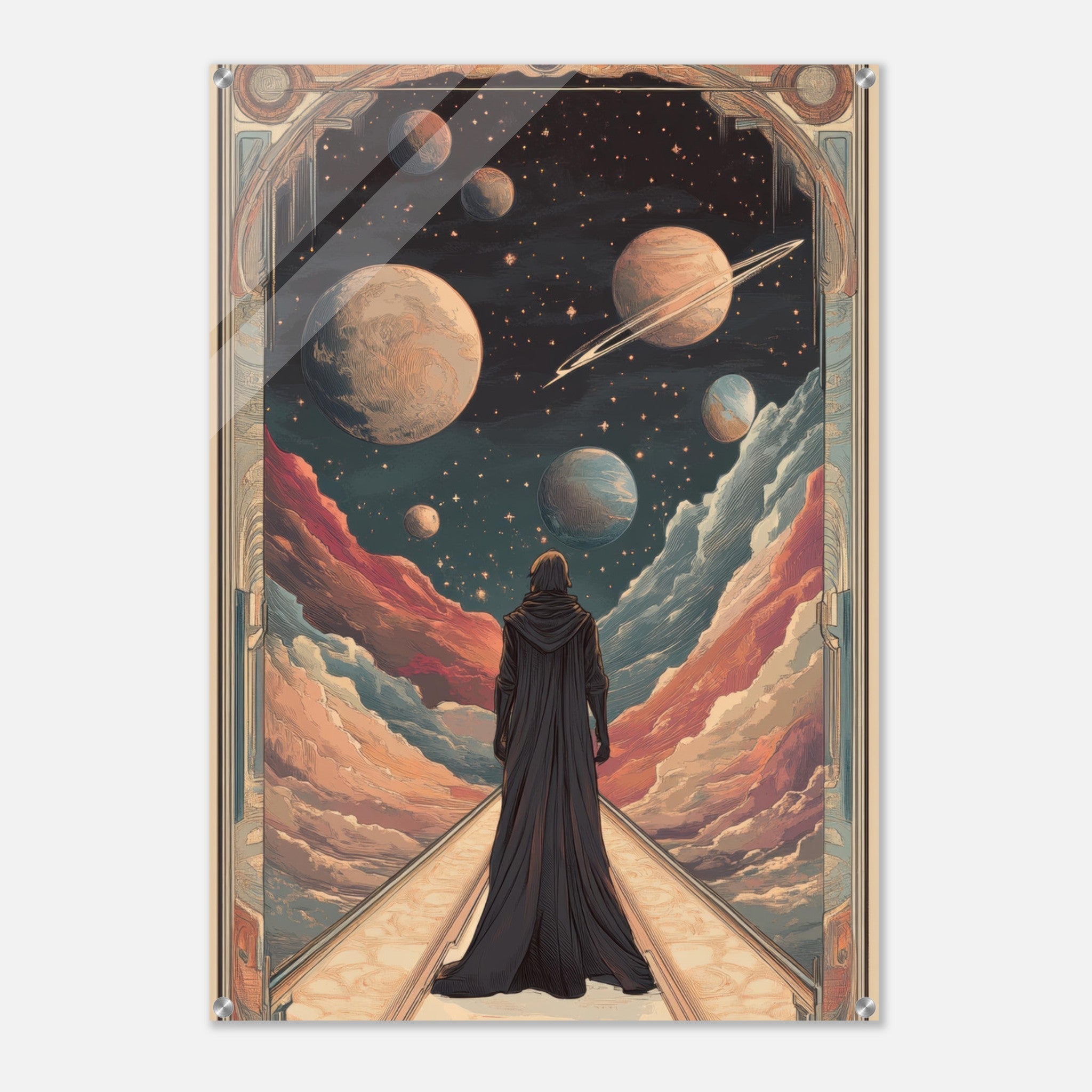 Acrylic Print Portrait - The Astral Voyager An Art Nouveau poster 2 - Shop Ai Art WebShop - Digital Art online Store