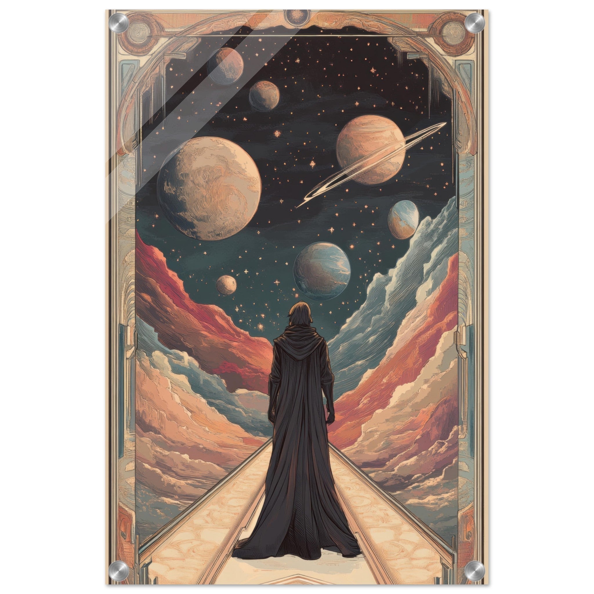 Acrylic Print Portrait - The Astral Voyager An Art Nouveau poster 2 - Shop Ai Art WebShop - Digital Art online Store