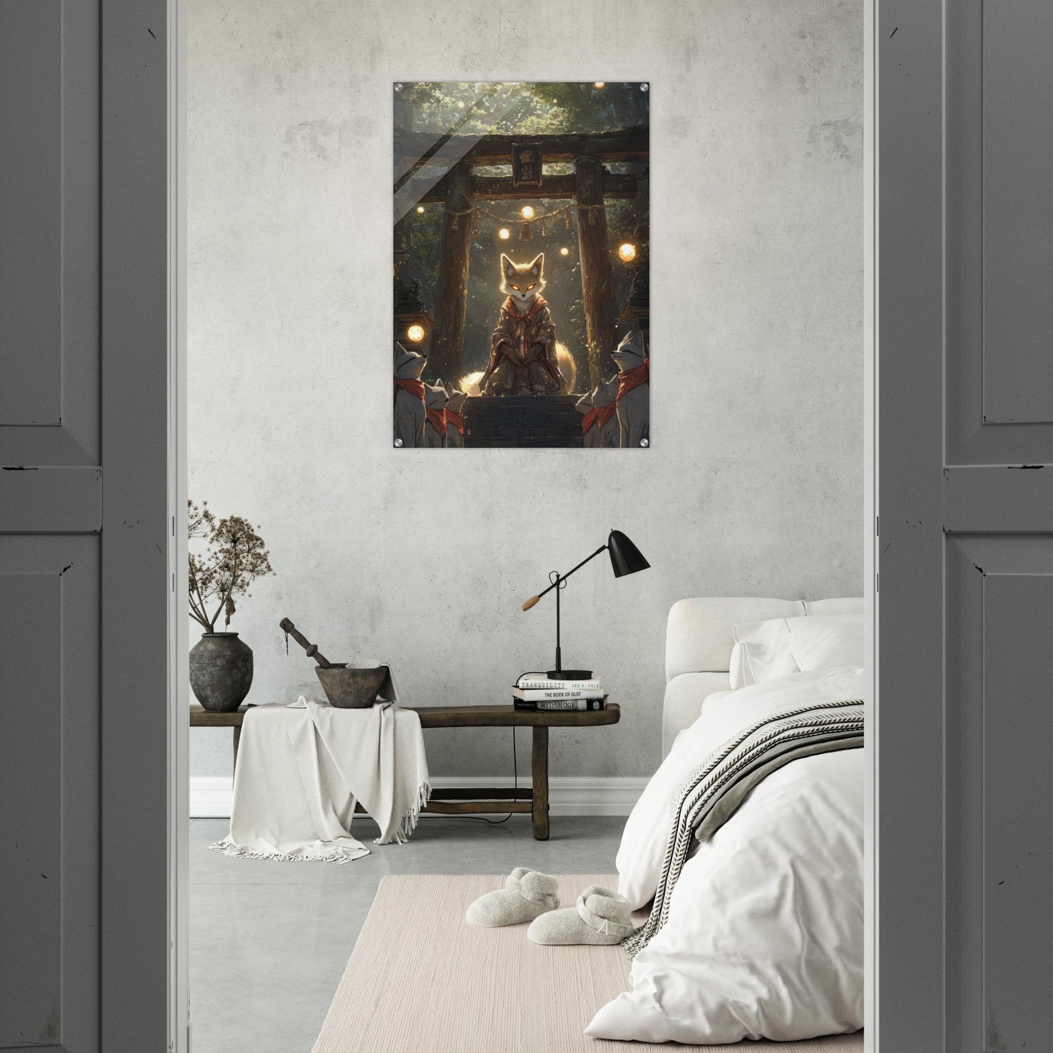 Acrylic Print Portrait - The Celestial Foxs Shrine Neo - Classical A nine - t - Shop Ai Art WebShop - Digital Art online Store