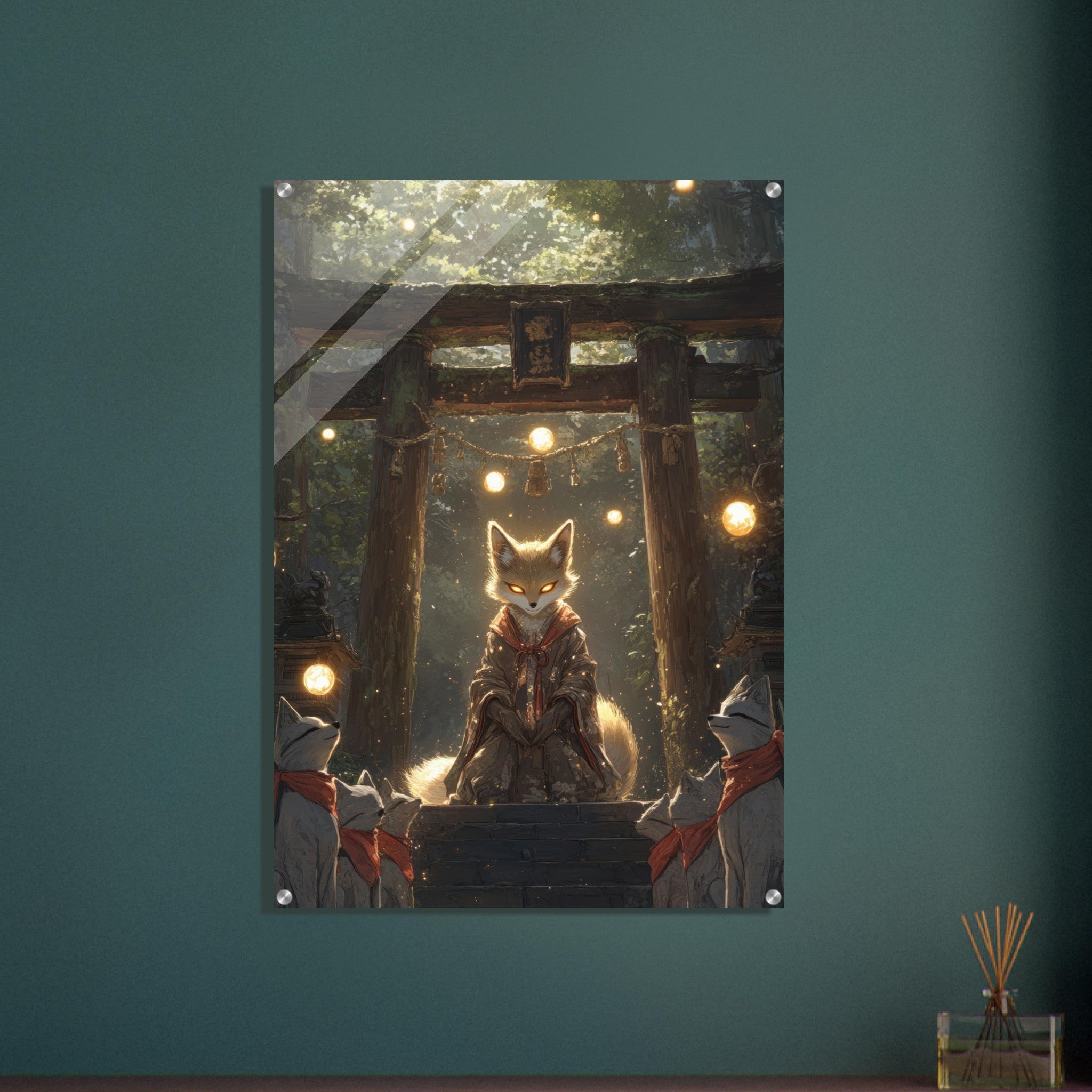 Acrylic Print Portrait - The Celestial Foxs Shrine Neo - Classical A nine - t - Shop Ai Art WebShop - Digital Art online Store