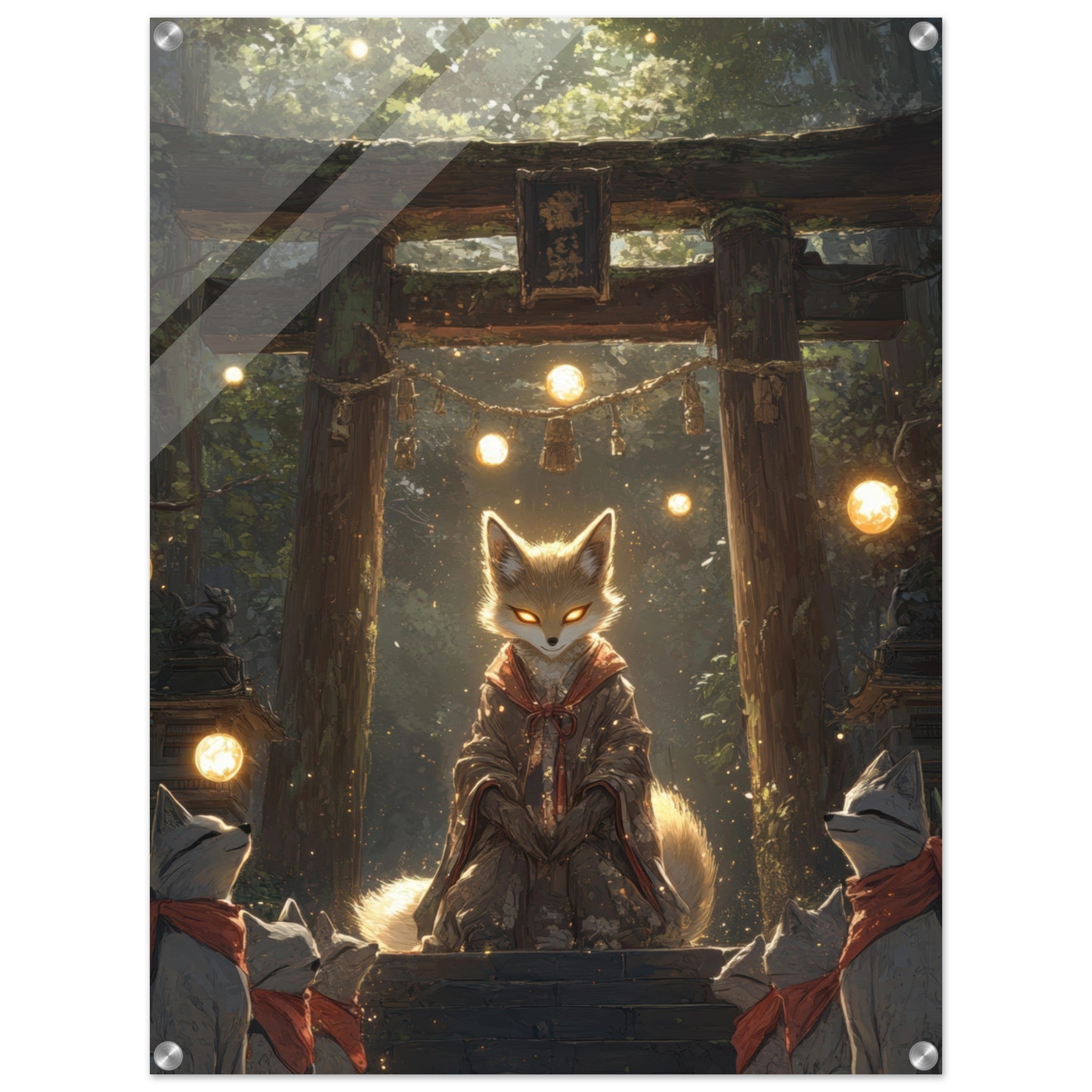 Acrylic Print Portrait - The Celestial Foxs Shrine Neo - Classical A nine - t - Shop Ai Art WebShop - Digital Art online Store