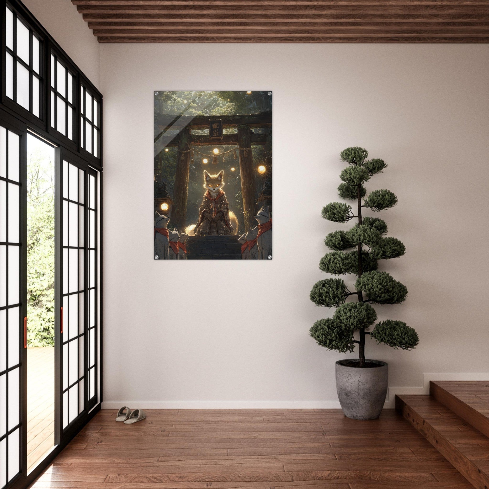 Acrylic Print Portrait - The Celestial Foxs Shrine Neo - Classical A nine - t - Shop Ai Art WebShop - Digital Art online Store
