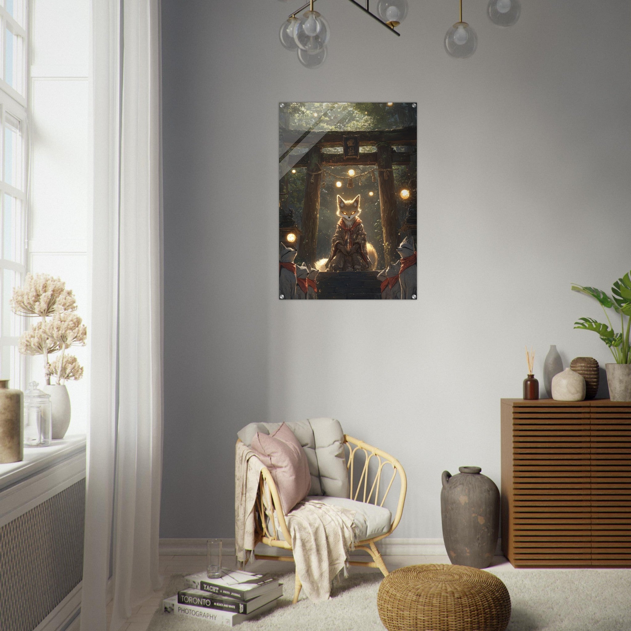 Acrylic Print Portrait - The Celestial Foxs Shrine Neo - Classical A nine - t - Shop Ai Art WebShop - Digital Art online Store